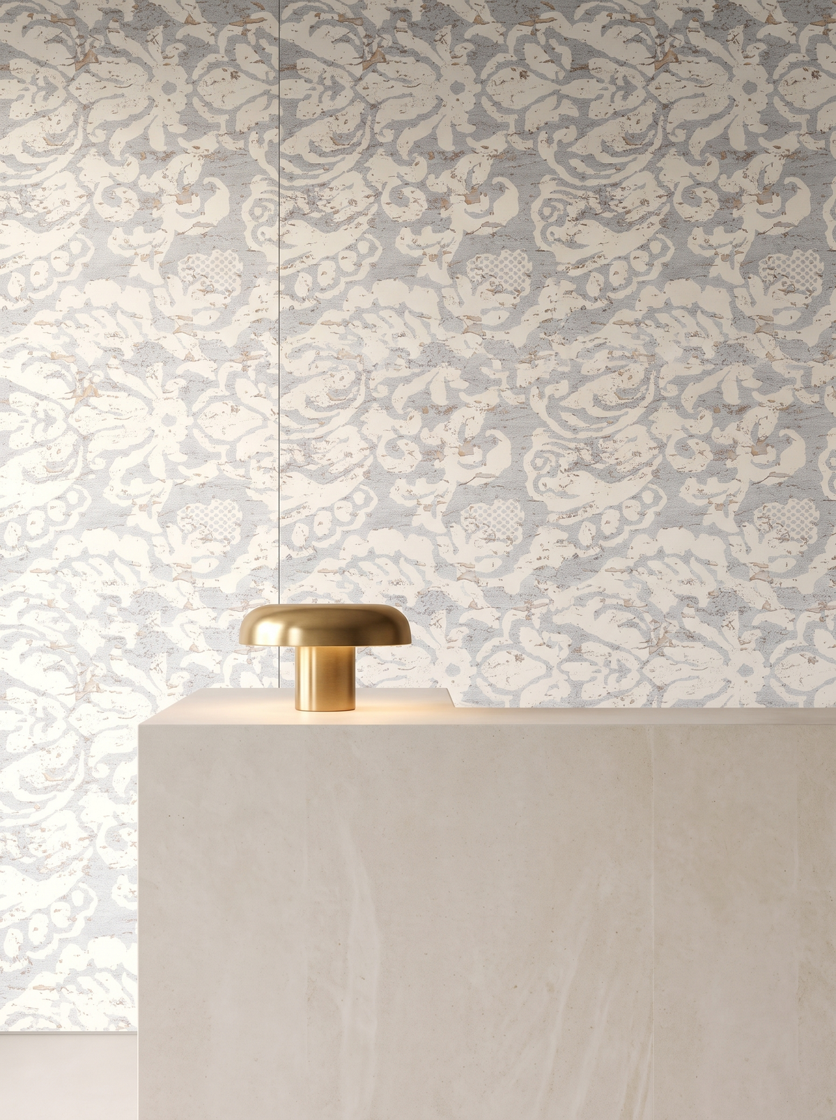 porcelain damask cork wallpaper reception wallcovering