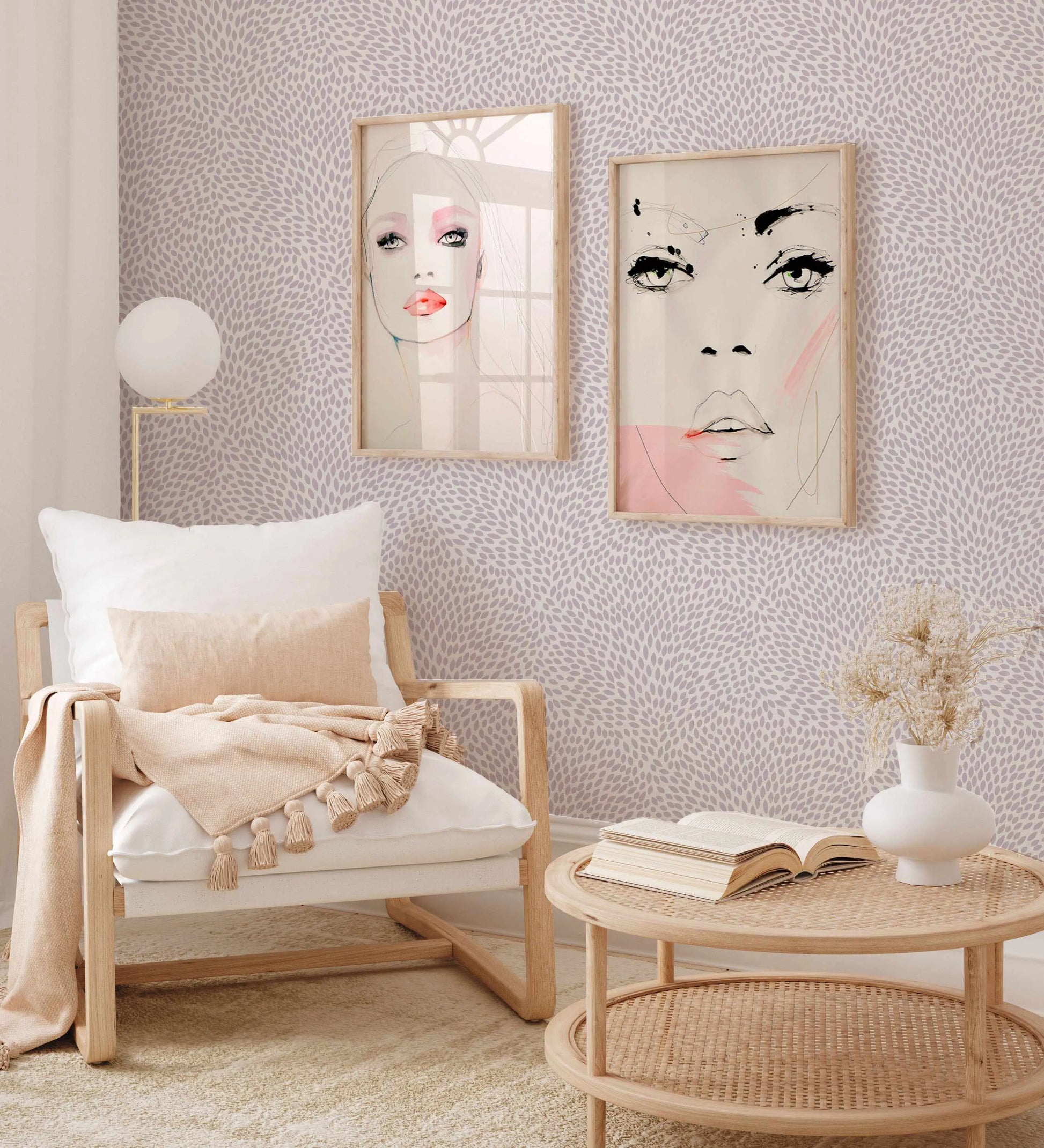 Moscato in Lilac Wallpaper from Olive et Oriel where you can shop wallpaper and artworks online