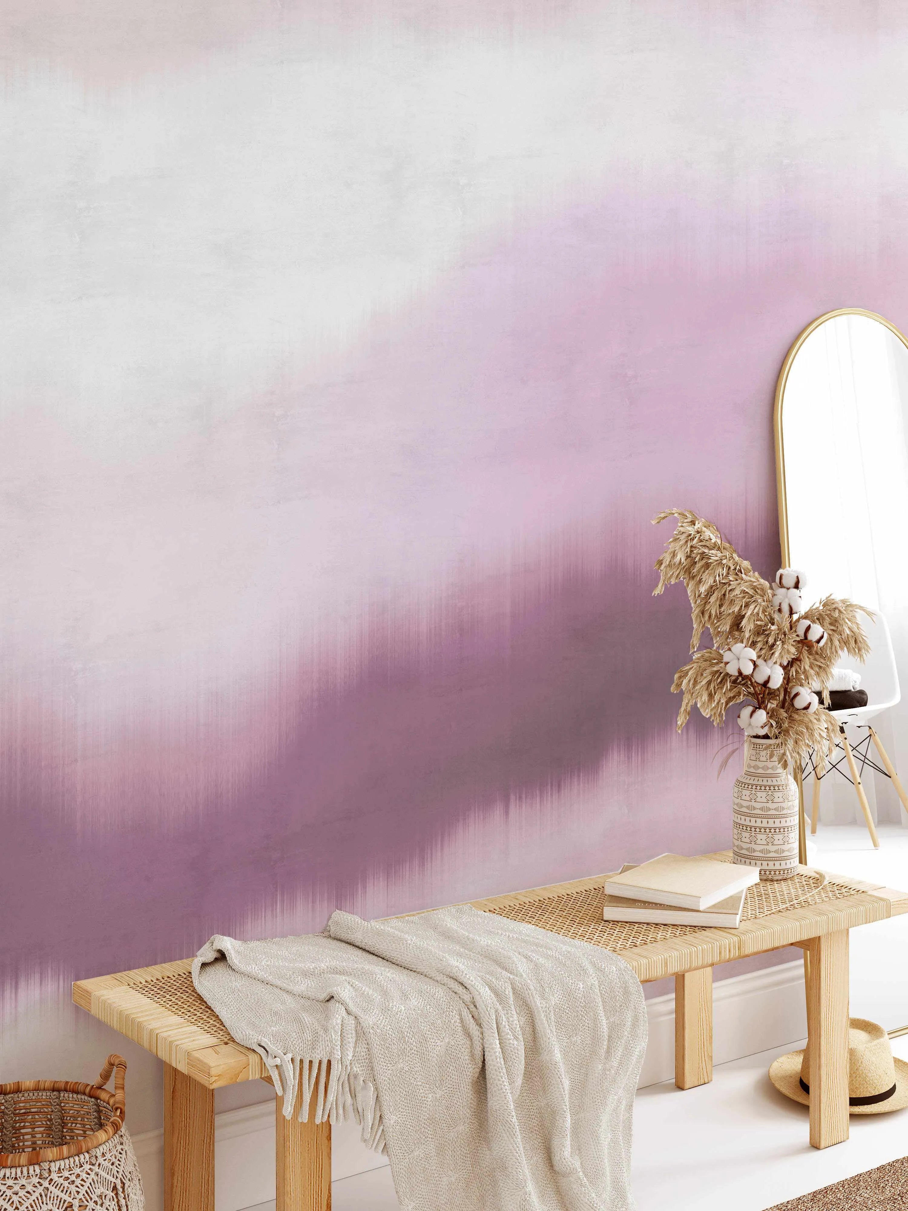 Mirage in Plum Wallpaper from Olive et Oriel where you can shop wallpaper and artworks online