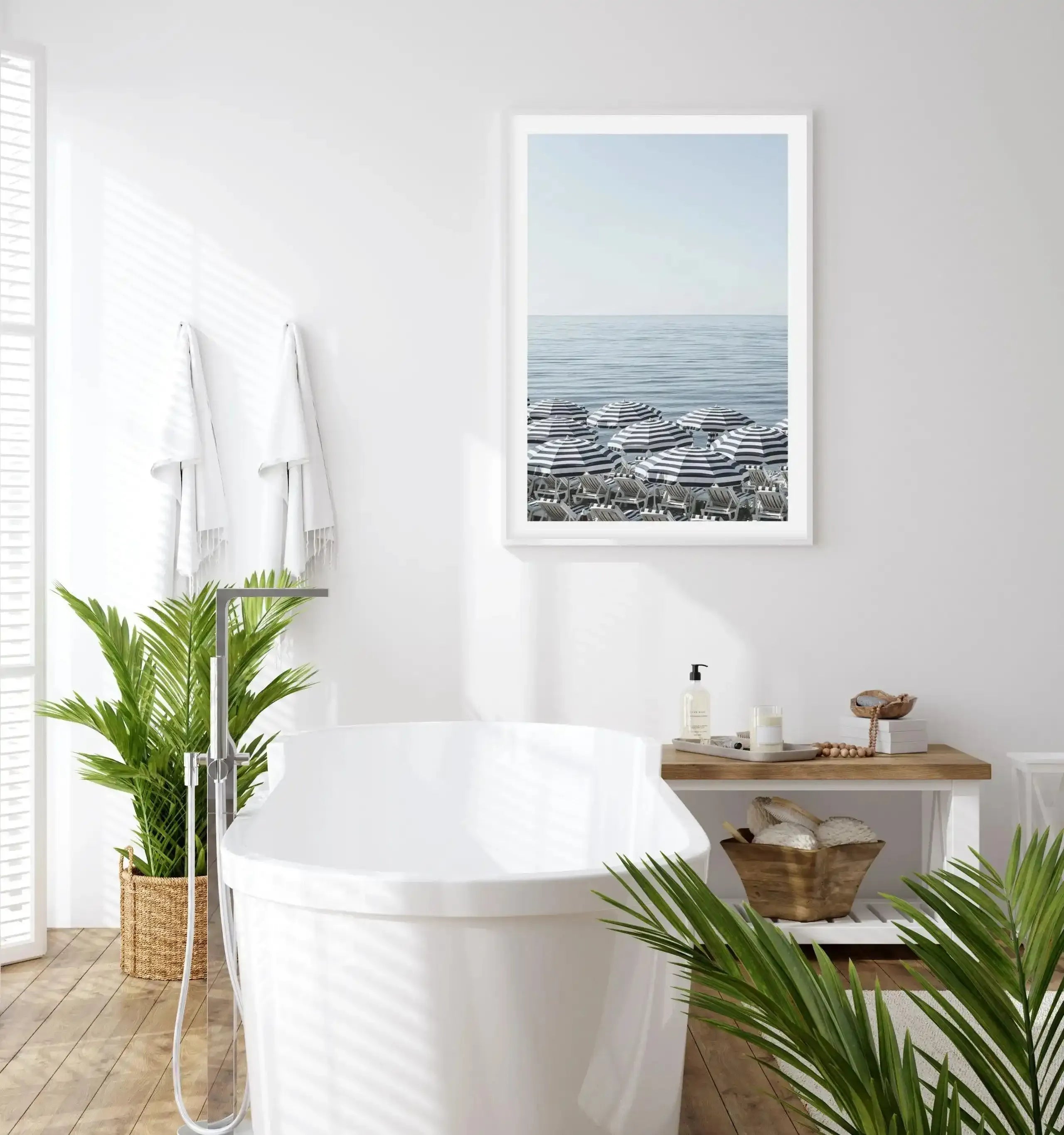 Riviera Parasols I Art Print-PRINT-Olive et Oriel-Olive et Oriel-Buy-Australian-Art-Prints-Online-with-Olive-et-Oriel-Your-Artwork-Specialists-Austrailia-Decorate-With-Coastal-Photo-Wall-Art-Prints-From-Our-Beach-House-Artwork-Collection-Fine-Poster-and-Framed-Artwork