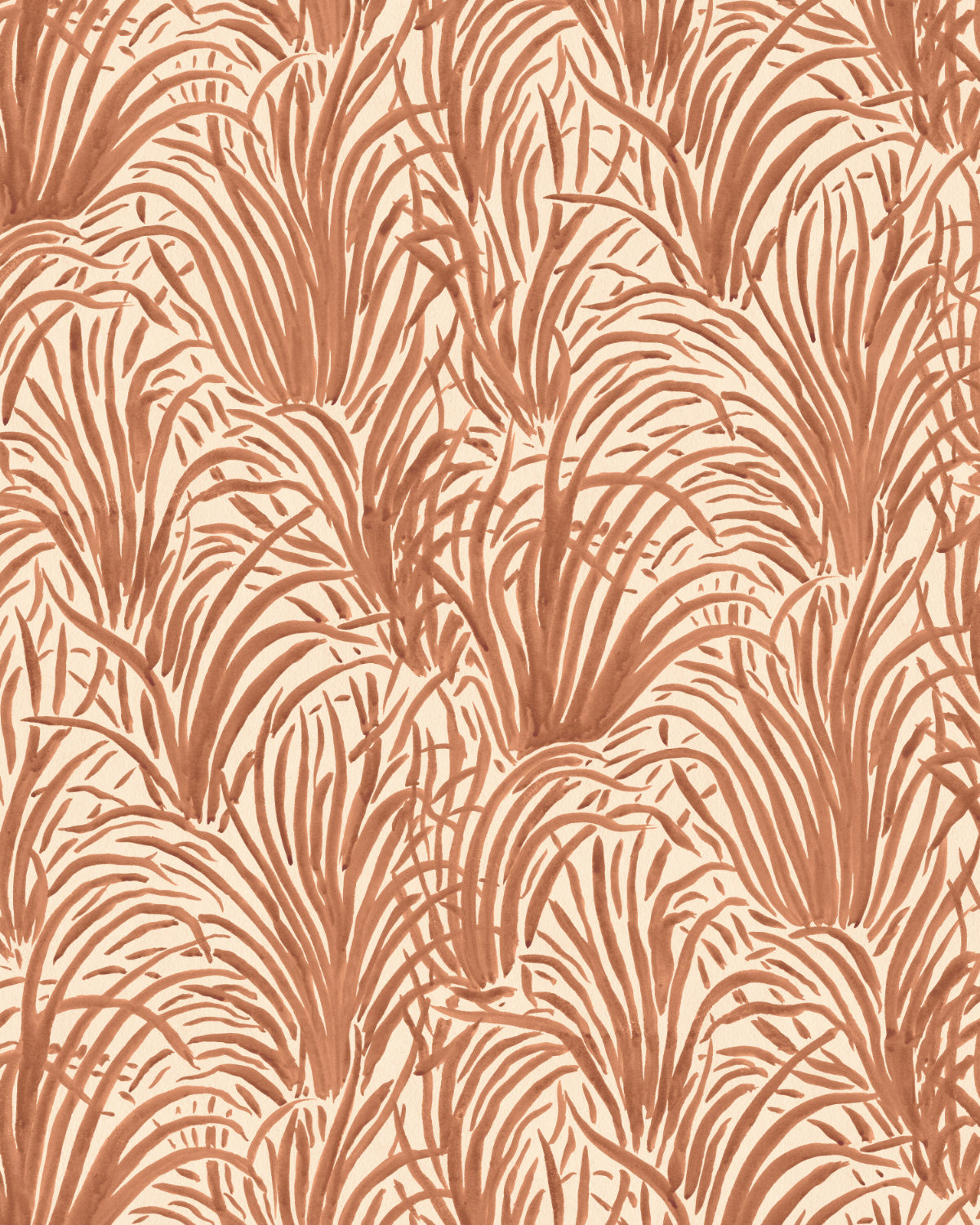 Coastal Luxe Grass in Rust Brown Wallpaper