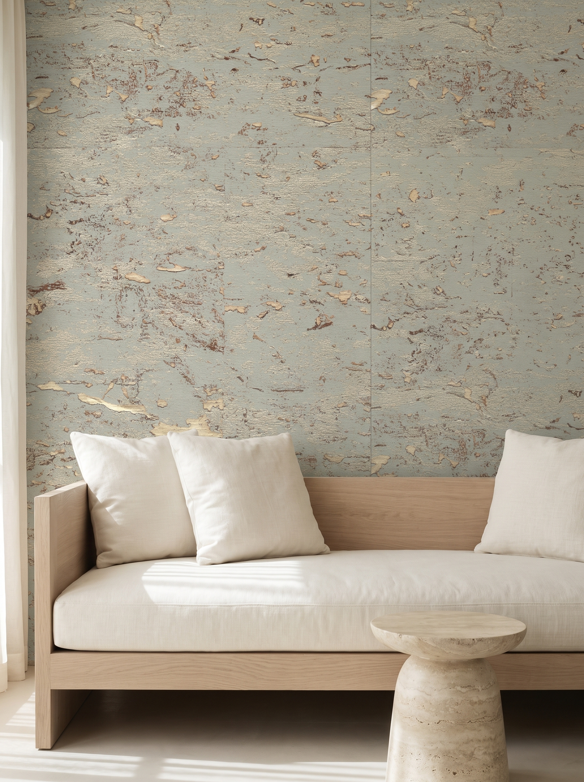 sage gold fleck cork wallpaper spa wallcovering