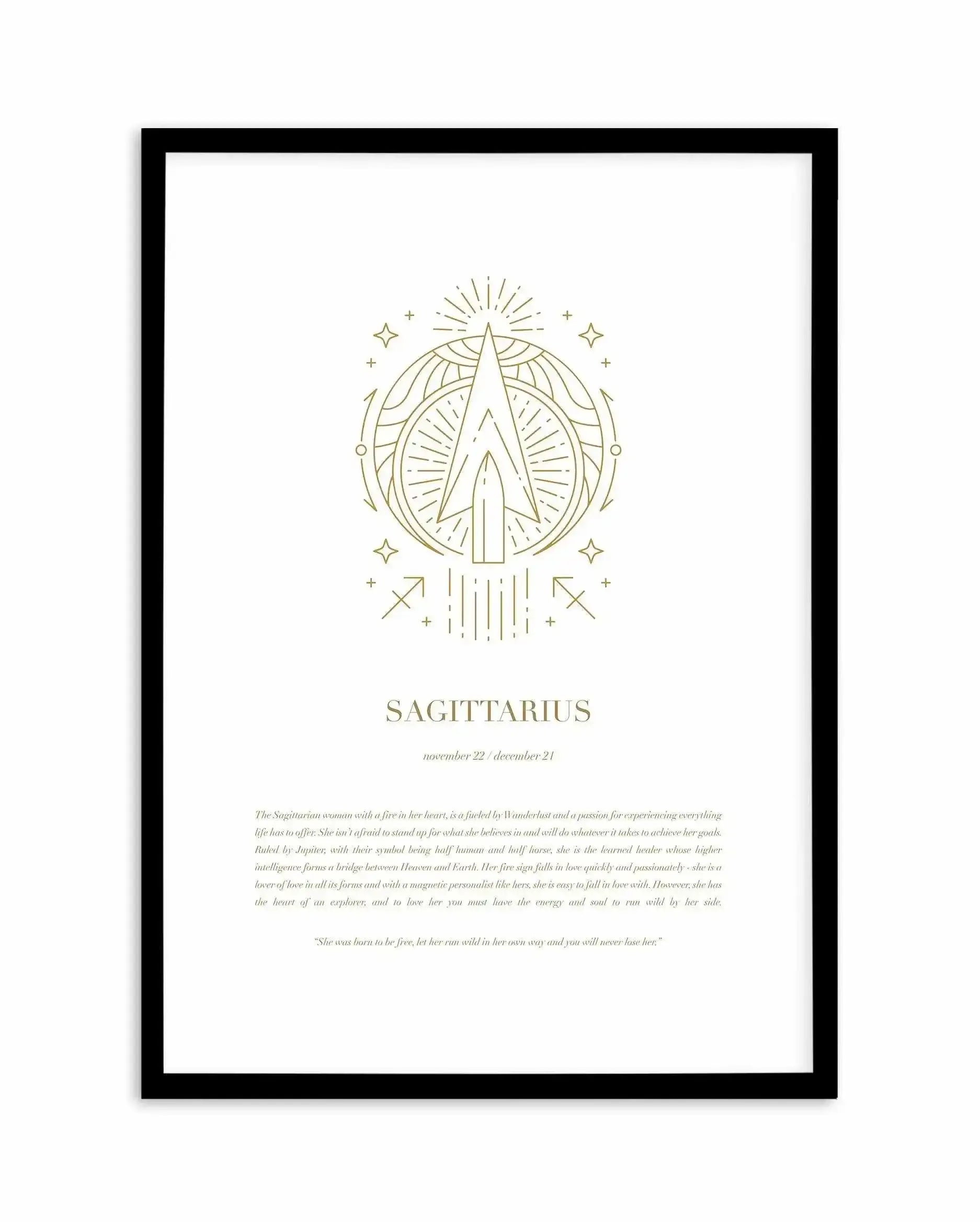 Sagittarius | Celestial Zodiac Art Print-PRINT-Olive et Oriel-Olive et Oriel-A4 | 8.3" x 11.7" | 21 x 29.7cm-Black-With White Border-Buy-Australian-Art-Prints-Online-with-Olive-et-Oriel-Your-Artwork-Specialists-Austrailia-Decorate-With-Coastal-Photo-Wall-Art-Prints-From-Our-Beach-House-Artwork-Collection-Fine-Poster-and-Framed-Artwork