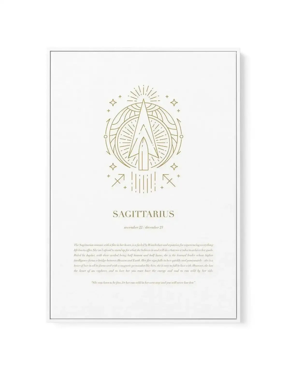 Sagittarius | Celestial Zodiac | Framed Canvas-CANVAS-You can shop wall art online with Olive et Oriel for everything from abstract art to fun kids wall art. Our beautiful modern art prints and canvas art are available from large canvas prints to wall art paintings and our proudly Australian artwork collection offers only the highest quality framed large wall art and canvas art Australia - You can buy fashion photography prints or Hampton print posters and paintings on canvas from Olive et Oriel