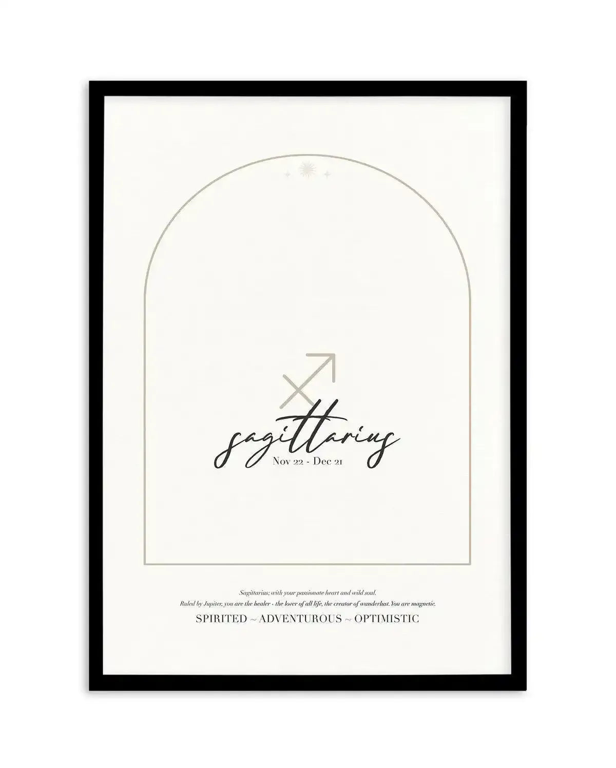 Sagittarius Star Sign Art Print-PRINT-Olive et Oriel-Olive et Oriel-A4 | 8.3" x 11.7" | 21 x 29.7cm-Black-With White Border-Buy-Australian-Art-Prints-Online-with-Olive-et-Oriel-Your-Artwork-Specialists-Austrailia-Decorate-With-Coastal-Photo-Wall-Art-Prints-From-Our-Beach-House-Artwork-Collection-Fine-Poster-and-Framed-Artwork