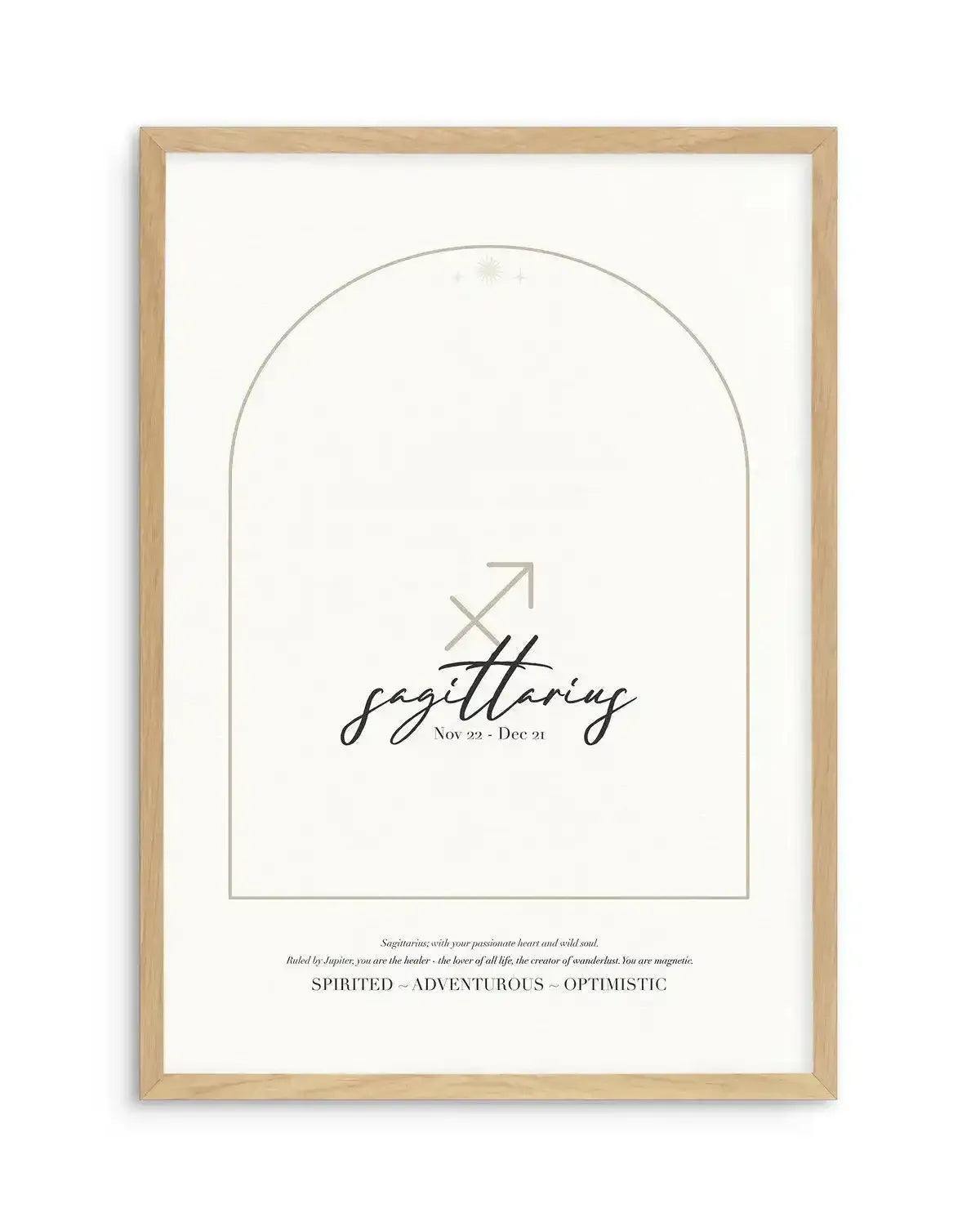 Sagittarius Star Sign Art Print-PRINT-Olive et Oriel-Olive et Oriel-A4 | 8.3" x 11.7" | 21 x 29.7cm-Oak-With White Border-Buy-Australian-Art-Prints-Online-with-Olive-et-Oriel-Your-Artwork-Specialists-Austrailia-Decorate-With-Coastal-Photo-Wall-Art-Prints-From-Our-Beach-House-Artwork-Collection-Fine-Poster-and-Framed-Artwork