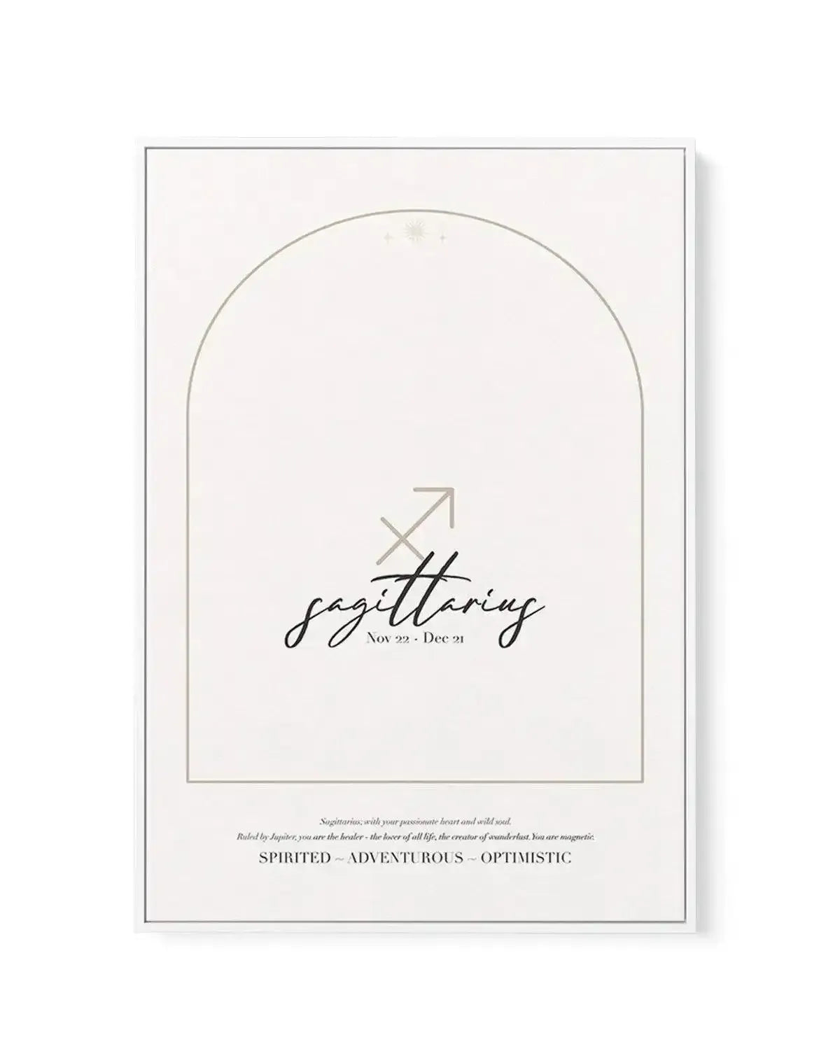 Sagittarius Star Sign | Framed Canvas-CANVAS-You can shop wall art online with Olive et Oriel for everything from abstract art to fun kids wall art. Our beautiful modern art prints and canvas art are available from large canvas prints to wall art paintings and our proudly Australian artwork collection offers only the highest quality framed large wall art and canvas art Australia - You can buy fashion photography prints or Hampton print posters and paintings on canvas from Olive et Oriel and have