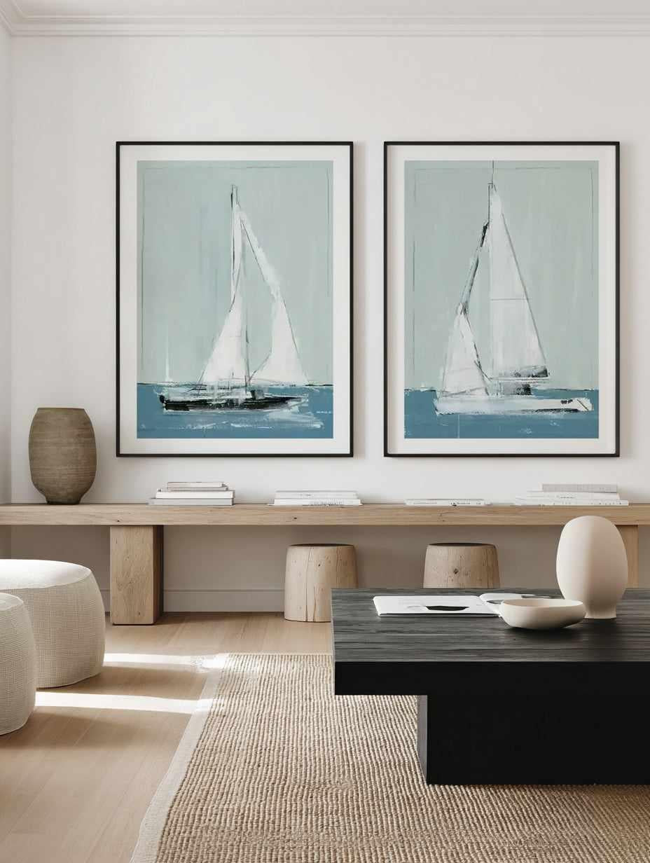Sailing I & II Art Print Set of 2 | Matching Wall Art from Olive et Oriel where you can shop wallpaper and artworks online