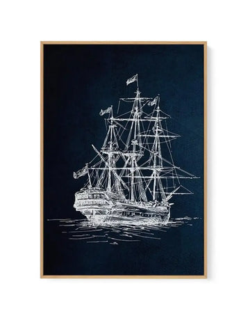 Sailing the Seas II | Framed Canvas Art Print blue art print