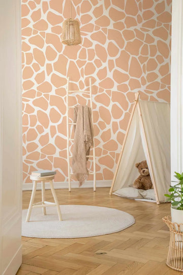 Sandy Giraffe Wallpaper in Orange modern art print