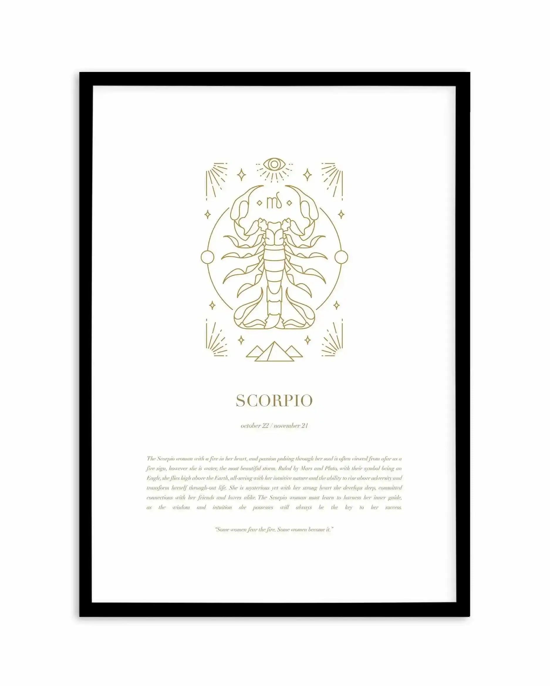 Scorpio | Celestial Zodiac Art Print-PRINT-Olive et Oriel-Olive et Oriel-A4 | 8.3" x 11.7" | 21 x 29.7cm-Black-With White Border-Buy-Australian-Art-Prints-Online-with-Olive-et-Oriel-Your-Artwork-Specialists-Austrailia-Decorate-With-Coastal-Photo-Wall-Art-Prints-From-Our-Beach-House-Artwork-Collection-Fine-Poster-and-Framed-Artwork