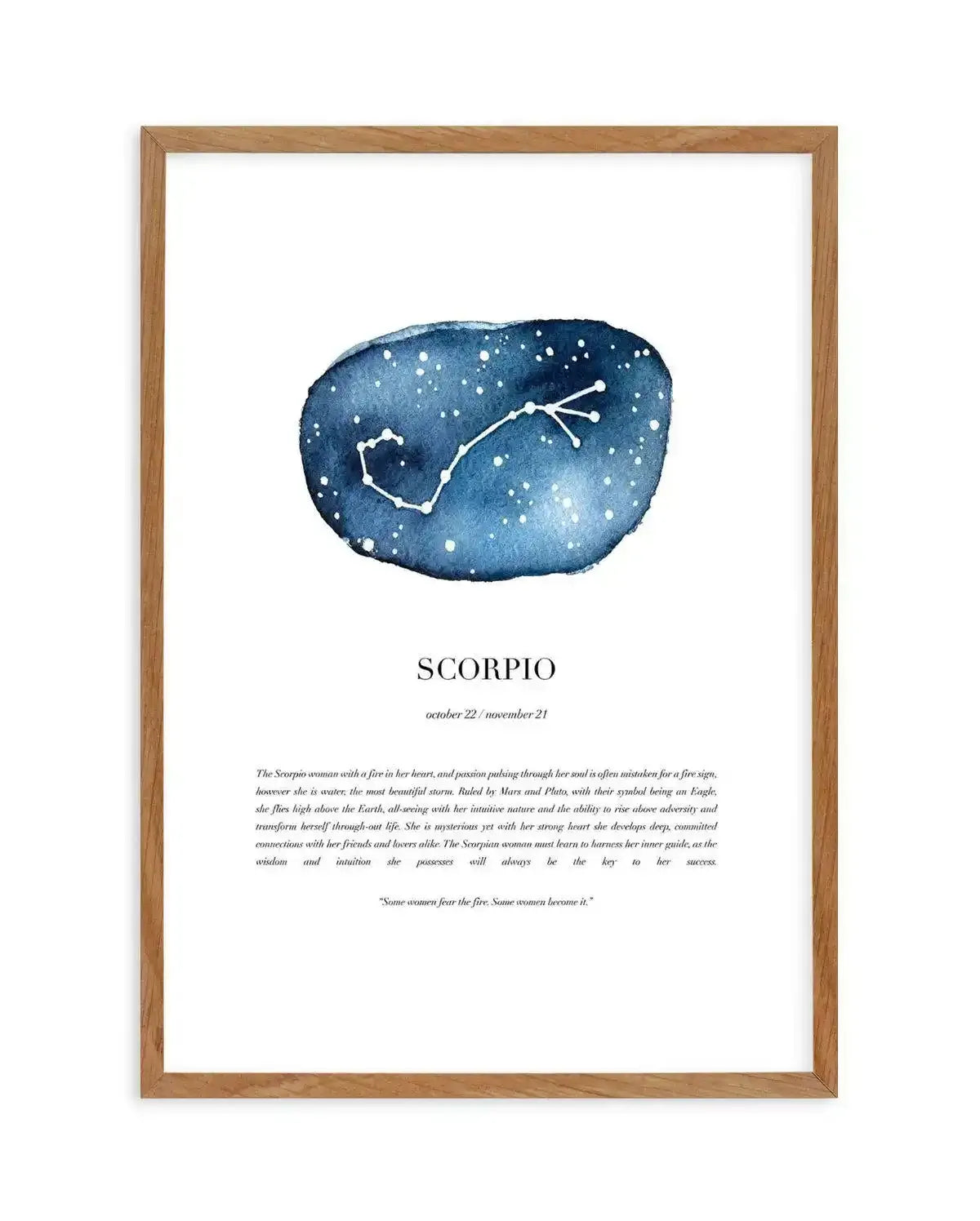 Scorpio | Watercolour Zodiac Art Print-PRINT-Olive et Oriel-Olive et Oriel-50x70 cm | 19.6" x 27.5"-Walnut-With White Border-Buy-Australian-Art-Prints-Online-with-Olive-et-Oriel-Your-Artwork-Specialists-Austrailia-Decorate-With-Coastal-Photo-Wall-Art-Prints-From-Our-Beach-House-Artwork-Collection-Fine-Poster-and-Framed-Artwork