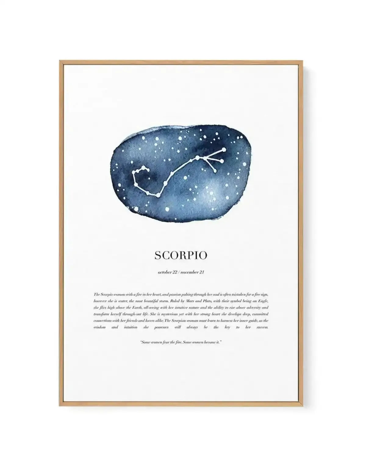 Scorpio | Watercolour Zodiac | Framed Canvas-CANVAS-You can shop wall art online with Olive et Oriel for everything from abstract art to fun kids wall art. Our beautiful modern art prints and canvas art are available from large canvas prints to wall art paintings and our proudly Australian artwork collection offers only the highest quality framed large wall art and canvas art Australia - You can buy fashion photography prints or Hampton print posters and paintings on canvas from Olive et Oriel a