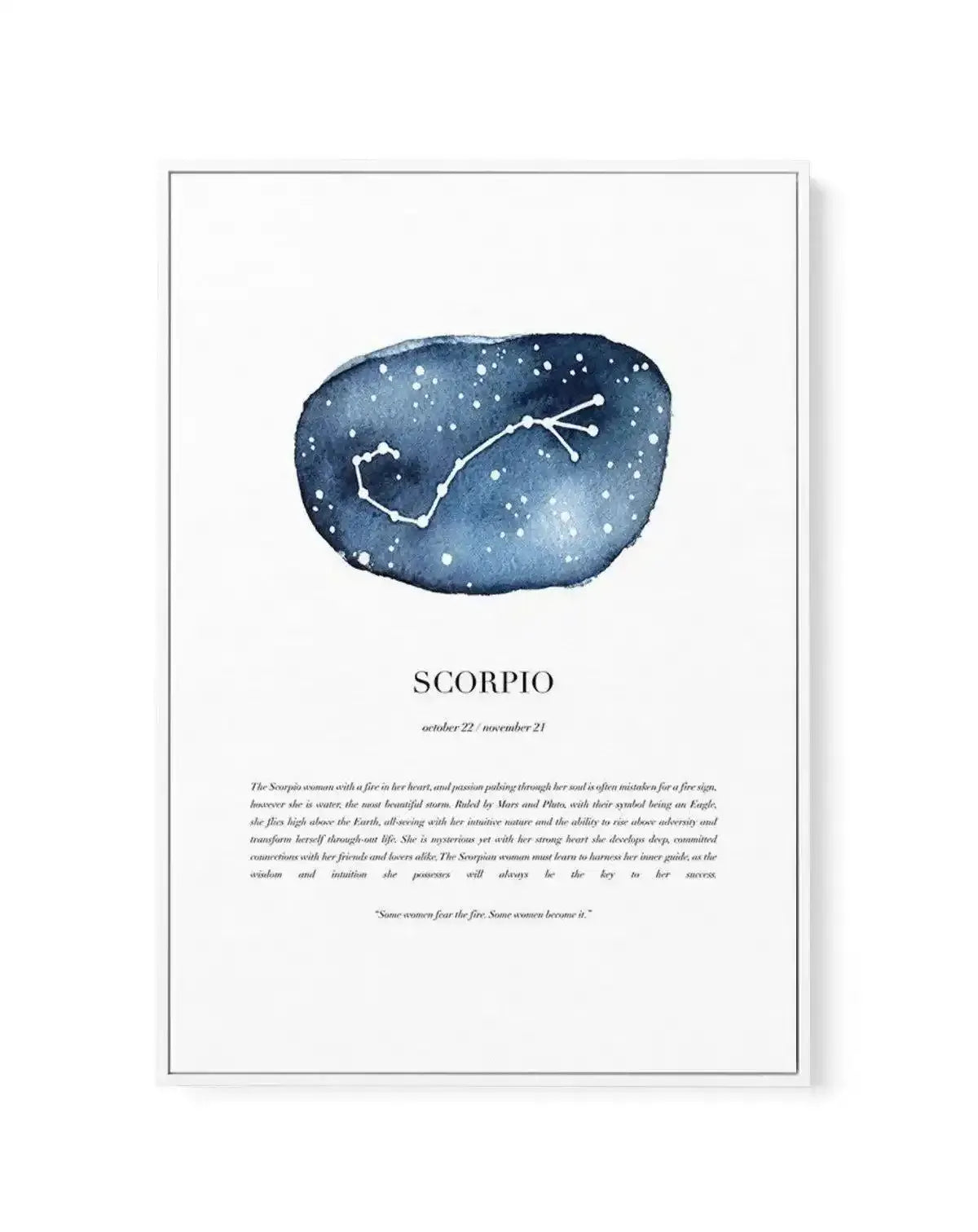 Scorpio | Watercolour Zodiac | Framed Canvas-CANVAS-You can shop wall art online with Olive et Oriel for everything from abstract art to fun kids wall art. Our beautiful modern art prints and canvas art are available from large canvas prints to wall art paintings and our proudly Australian artwork collection offers only the highest quality framed large wall art and canvas art Australia - You can buy fashion photography prints or Hampton print posters and paintings on canvas from Olive et Oriel a