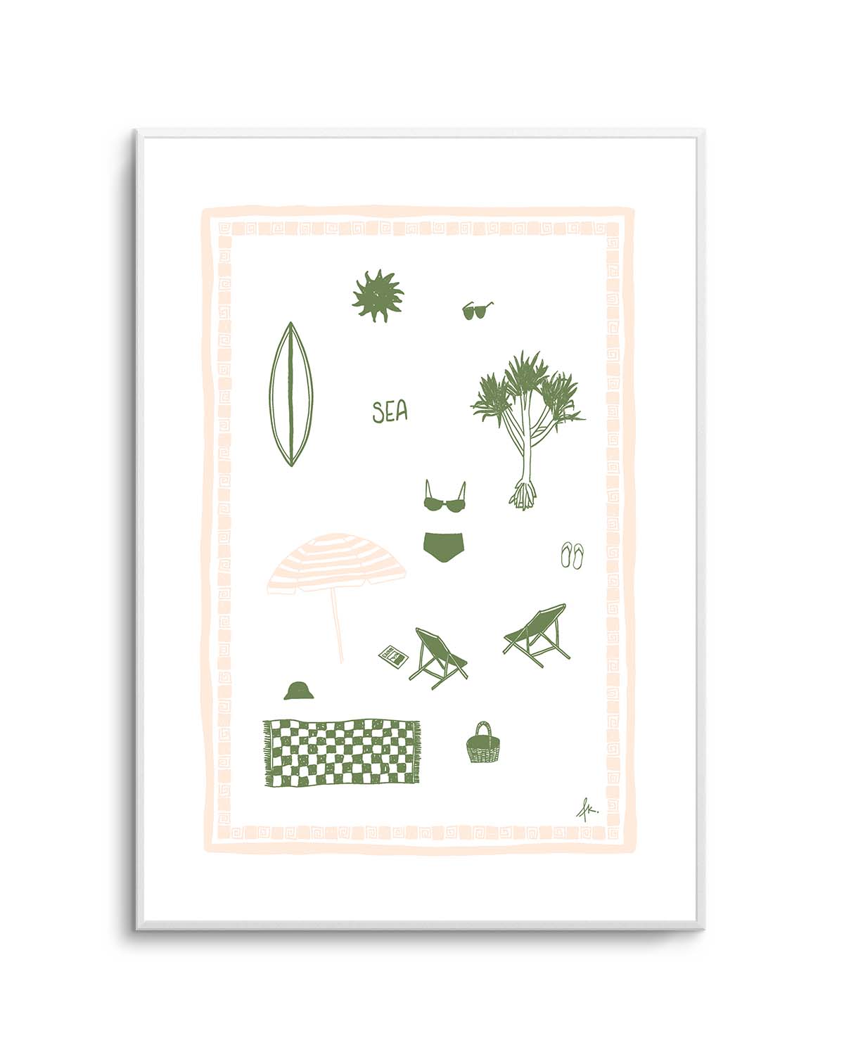 Sea Forest Green Pink by Anne Korako | Art Print