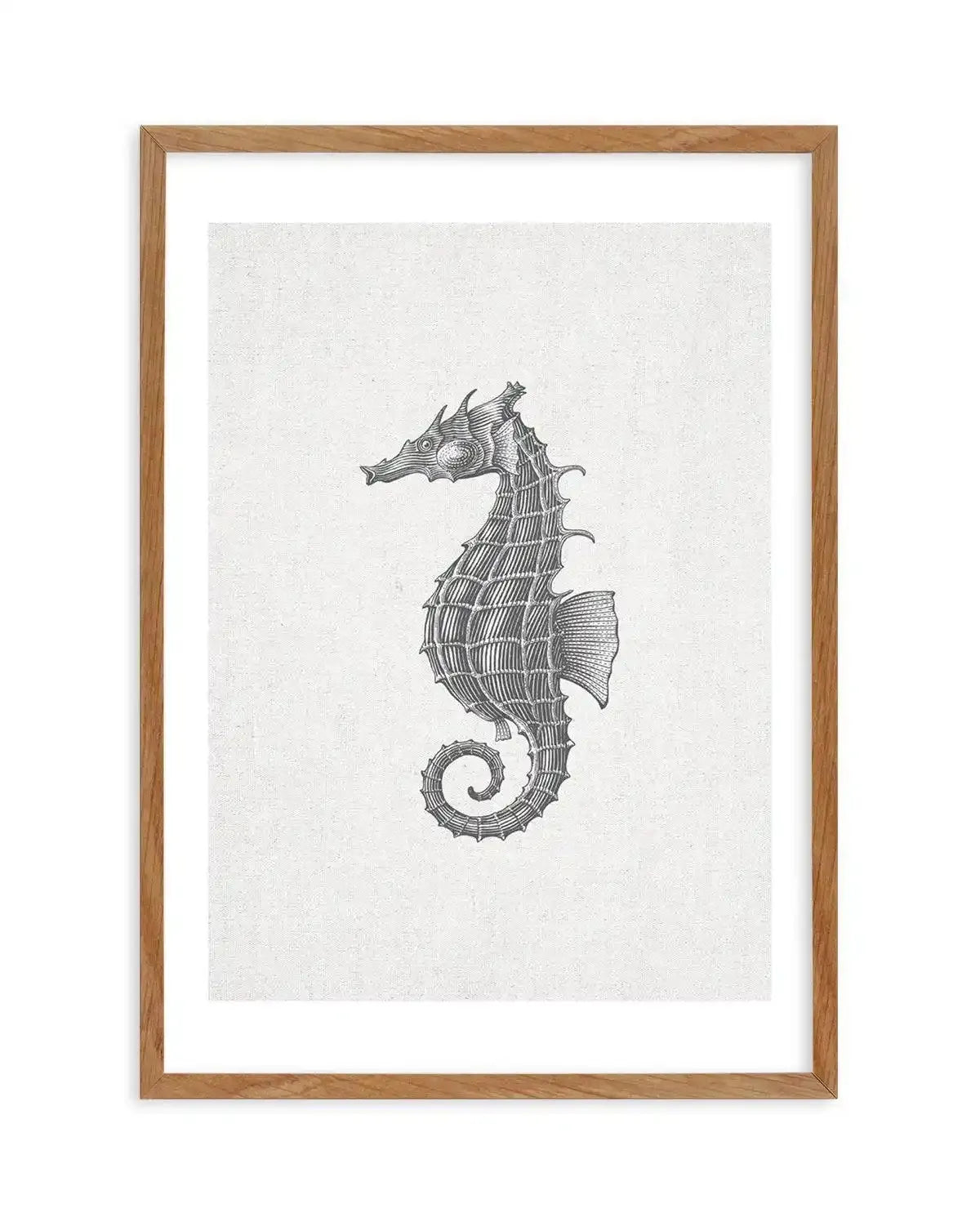Seahorse on Linen Art Print-PRINT-Olive et Oriel-Olive et Oriel-50x70 cm | 19.6" x 27.5"-Walnut-With White Border-Buy-Australian-Art-Prints-Online-with-Olive-et-Oriel-Your-Artwork-Specialists-Austrailia-Decorate-With-Coastal-Photo-Wall-Art-Prints-From-Our-Beach-House-Artwork-Collection-Fine-Poster-and-Framed-Artwork
