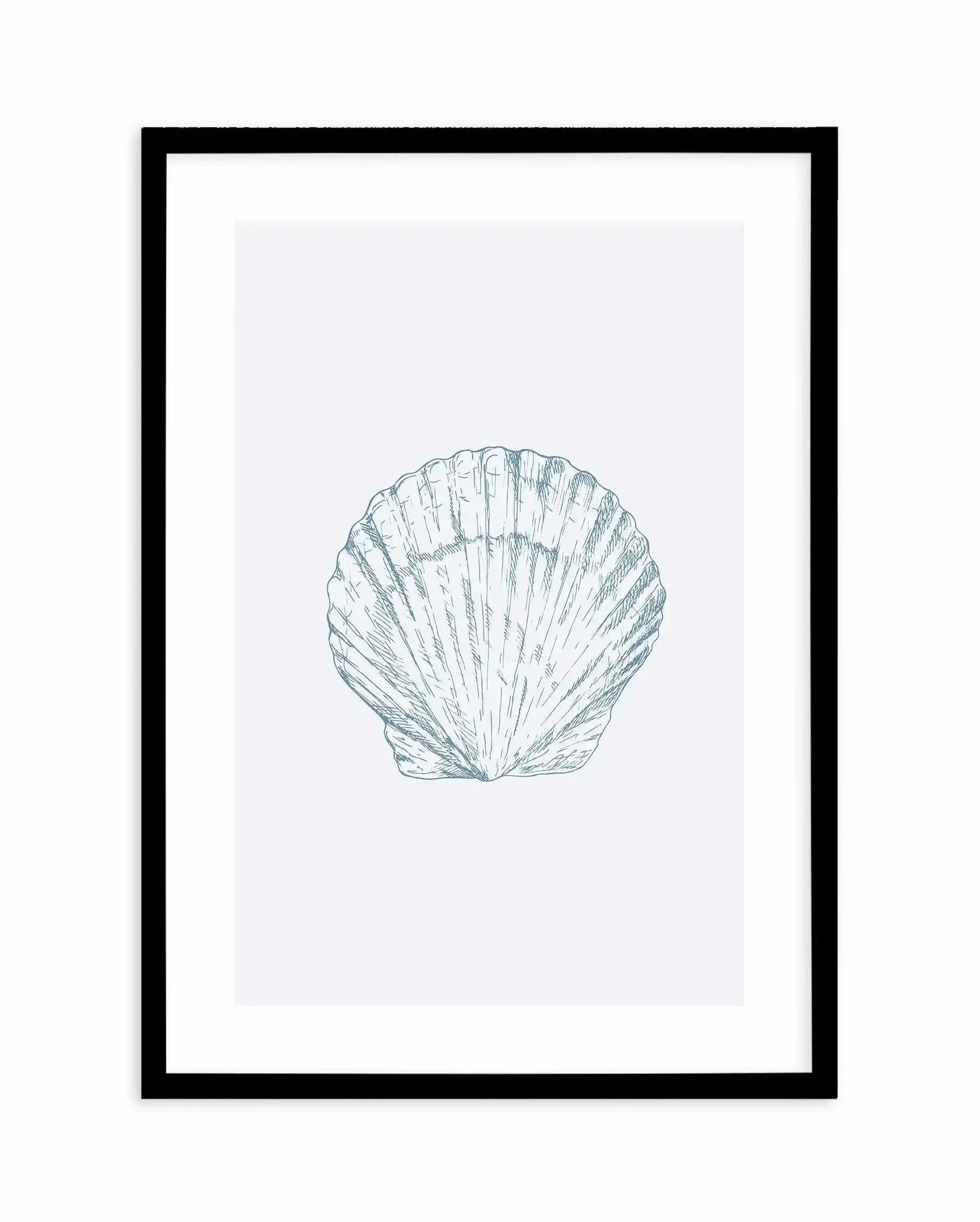 Seashell | Bay Scallop Art Print-PRINT-Olive et Oriel-Olive et Oriel-A5 | 5.8" x 8.3" | 14.8 x 21cm-Black-With White Border-Buy-Australian-Art-Prints-Online-with-Olive-et-Oriel-Your-Artwork-Specialists-Austrailia-Decorate-With-Coastal-Photo-Wall-Art-Prints-From-Our-Beach-House-Artwork-Collection-Fine-Poster-and-Framed-Artwork