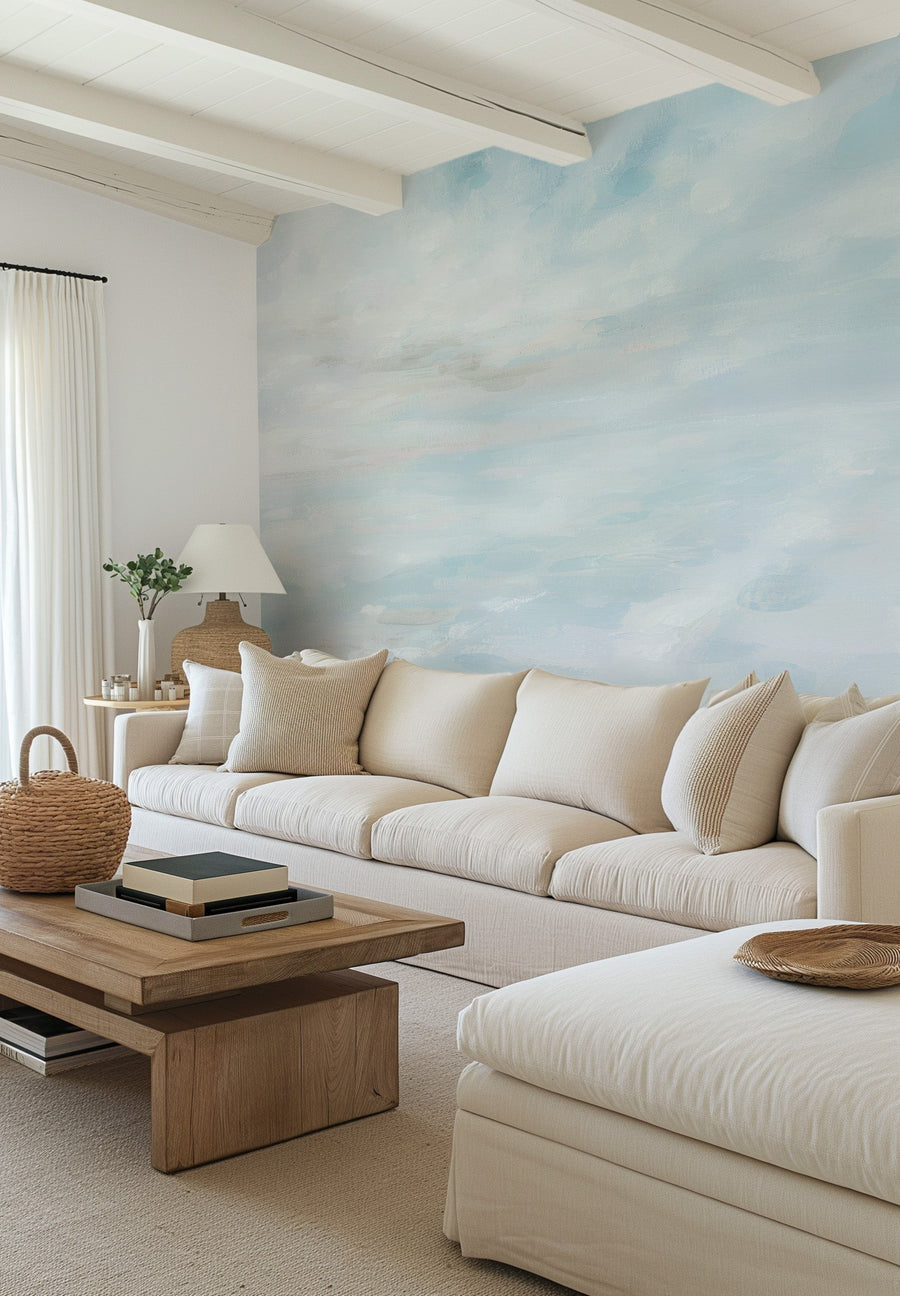 Seaside Reflections Wallpaper Mural from Olive et Oriel where you can shop wallpaper and artworks online