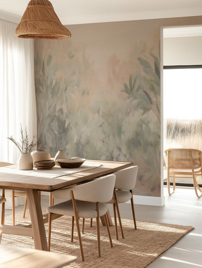 Serene Tropical Jungle Wallpaper Mural from Olive et Oriel where you can shop wallpaper and artworks online