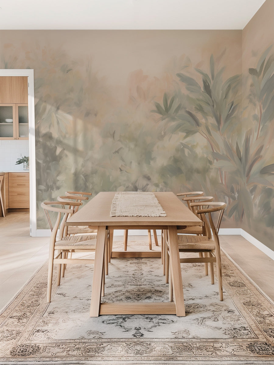 Serene Tropical Jungle Wallpaper Mural from Olive et Oriel where you can shop wallpaper and artworks online