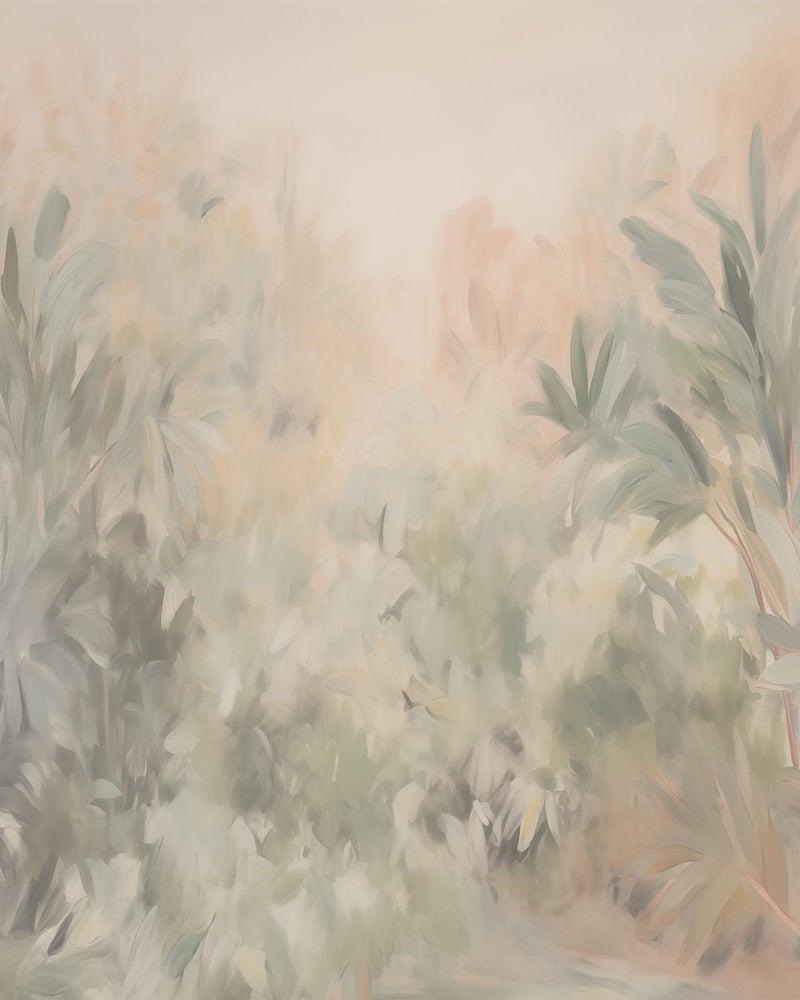 Serene Tropical Jungle Wallpaper Mural from Olive et Oriel where you can shop wallpaper and artworks online