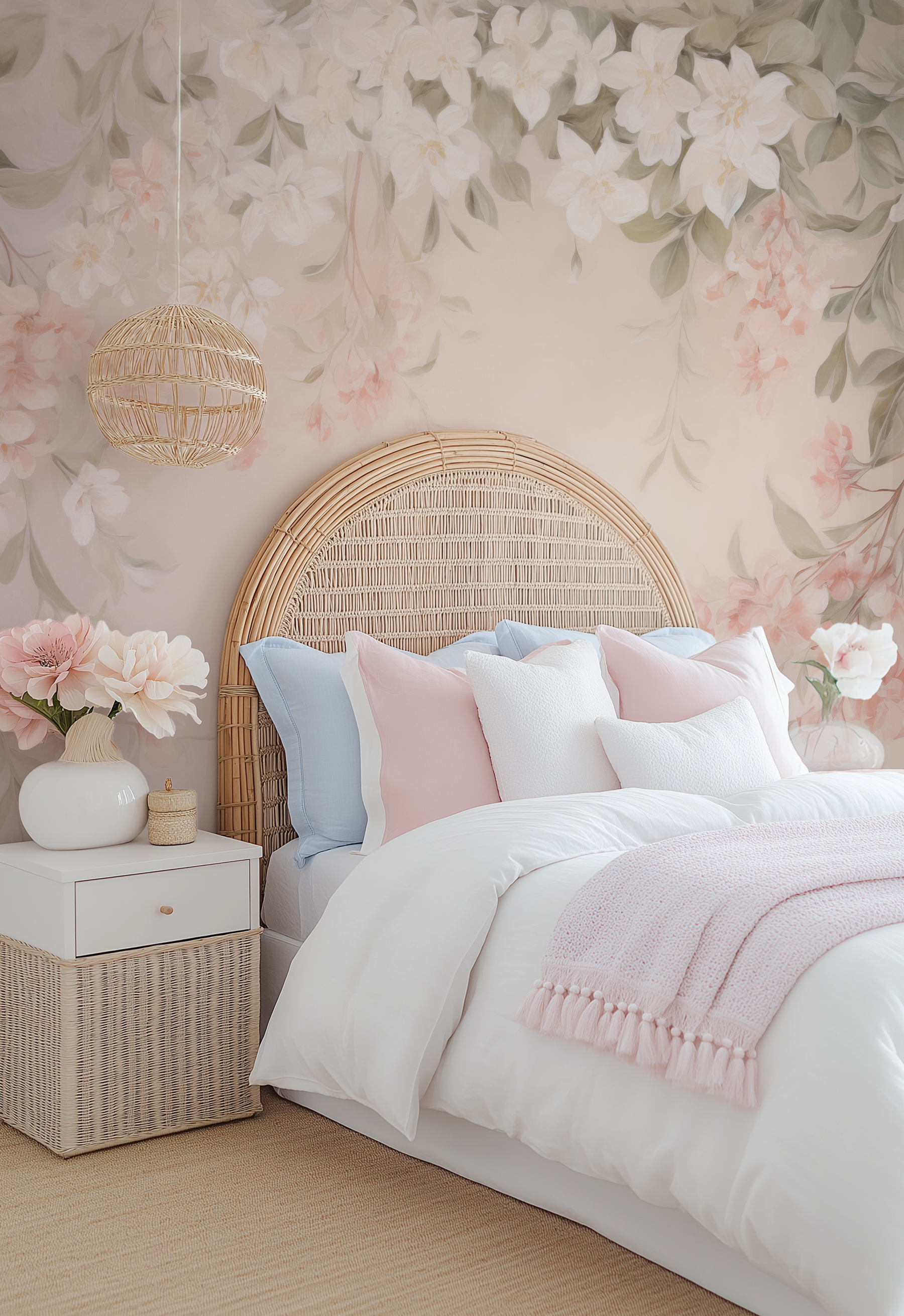 Serenity in Bloom Wallpaper Mural from Olive et Oriel where you can shop wallpaper and artworks online