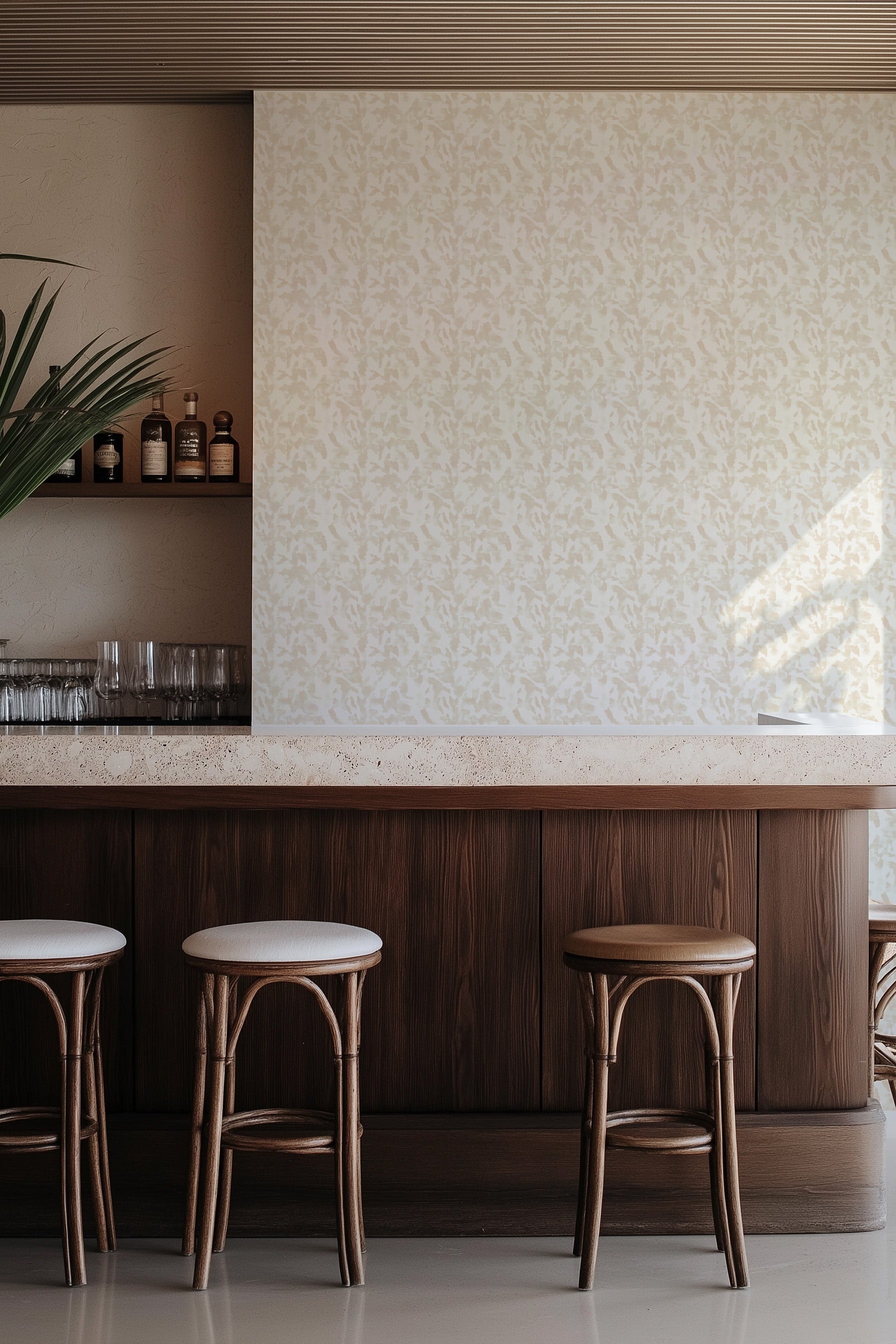 Seville in Beige Commercial Vinyl Wallcovering-Commercial Wallcoverings-Olive et Oriel-Luxury commercial-grade embossed and textured vinyl wallcovering durable fire-rated washable stain-resistant and customizable perfect for hotels offices retail childcare healthcare and hospital spaces vinyl wallpaper