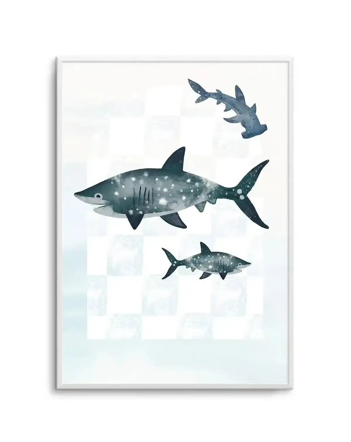Sharks Art Print-PRINT-Olive et Oriel-Olive et Oriel-Buy-Australian-Art-Prints-Online-with-Olive-et-Oriel-Your-Artwork-Specialists-Austrailia-Decorate-With-Coastal-Photo-Wall-Art-Prints-From-Our-Beach-House-Artwork-Collection-Fine-Poster-and-Framed-Artwork