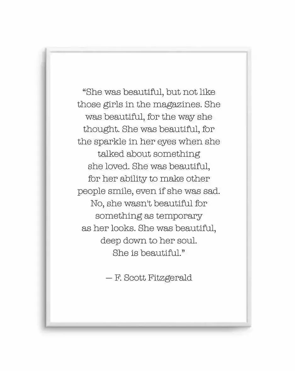 She Was Beautiful Quote Art Print-PRINT-Olive et Oriel-Olive et Oriel-A4 | 8.3" x 11.7" | 21 x 29.7cm-Unframed Art Print-With White Border-Buy-Australian-Art-Prints-Online-with-Olive-et-Oriel-Your-Artwork-Specialists-Austrailia-Decorate-With-Coastal-Photo-Wall-Art-Prints-From-Our-Beach-House-Artwork-Collection-Fine-Poster-and-Framed-Artwork