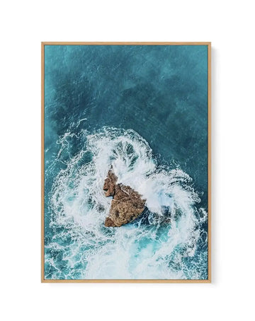Short Point Headland II | Aerial Photo Wall Framed Canvas Art Print blue coastal art print