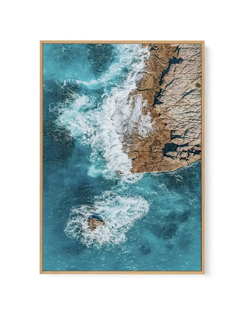 Short Point Headland III | Aerial Photo Wall Framed Canvas Art Print blue coastal art print