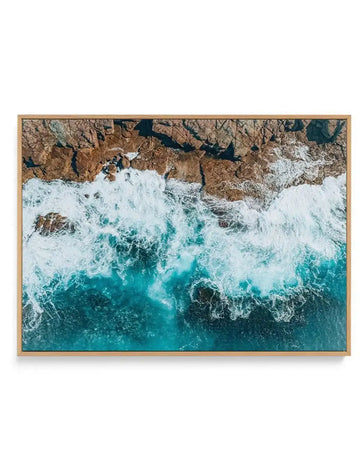 Short Point Headland LS | Aerial Photo Wall Framed Canvas Art Print blue coastal art print