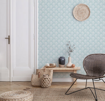 Ocean Song in Light Blue Wallpaper from Olive et Oriel where you can shop wallpaper and artworks online