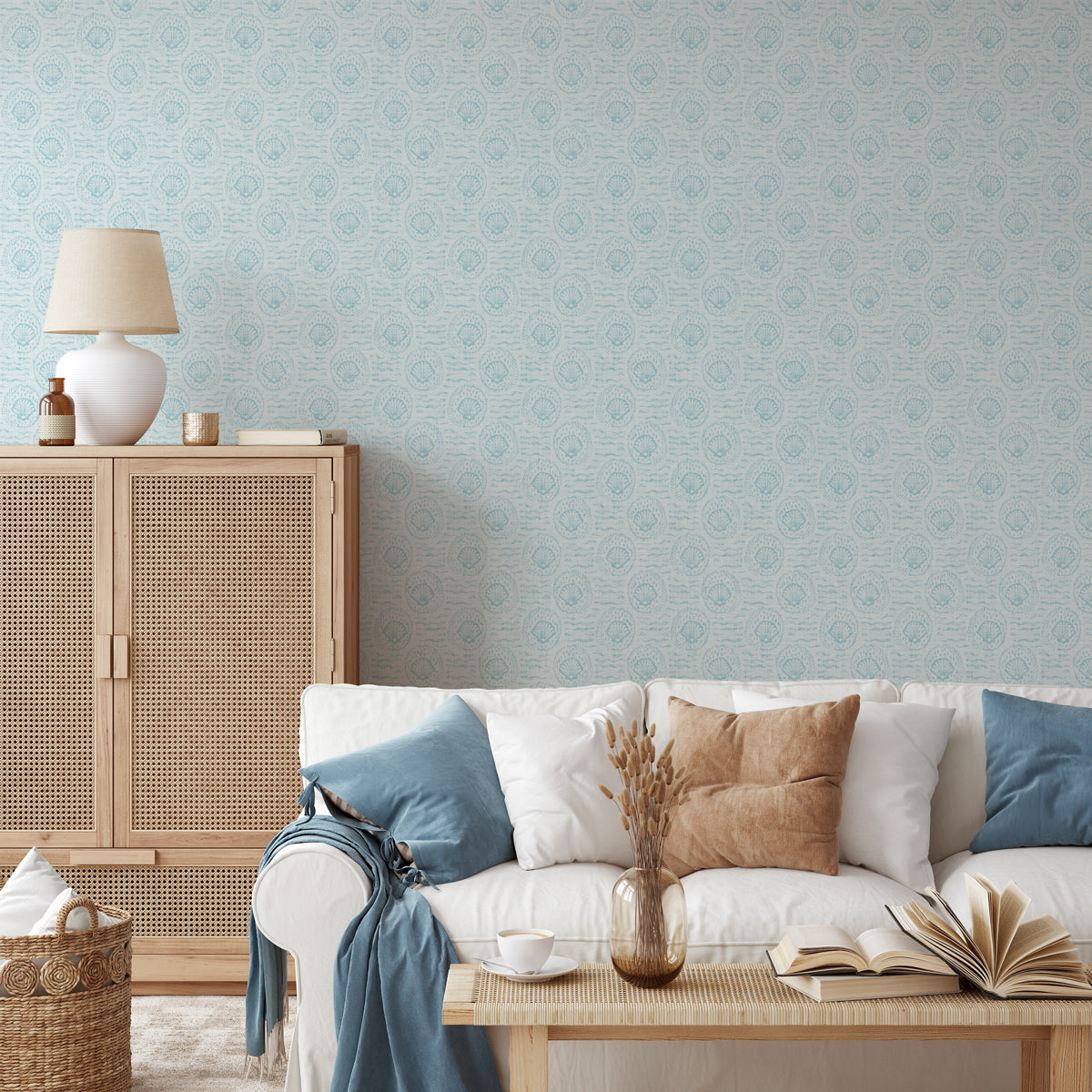 Coastal Walk in Light Blue Wallpaper