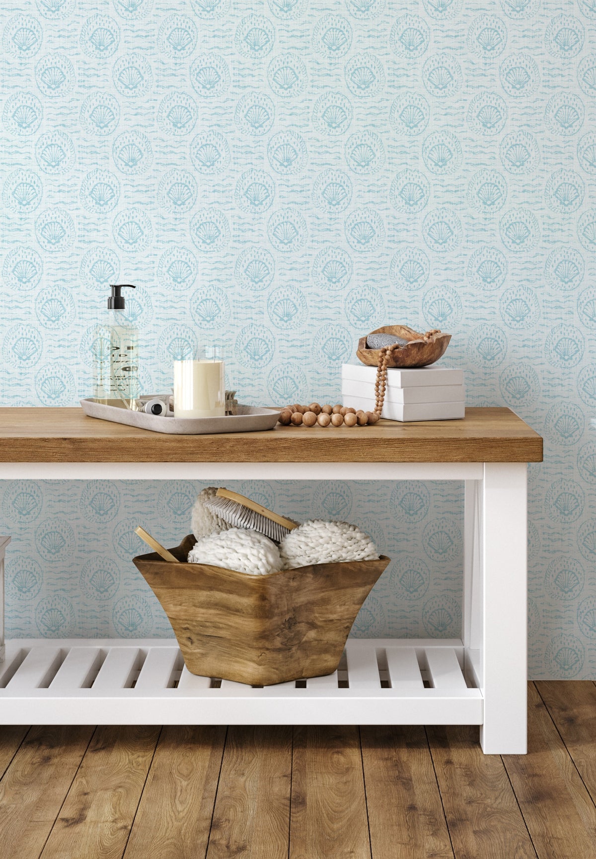 Coastal Walk in Light Blue Wallpaper