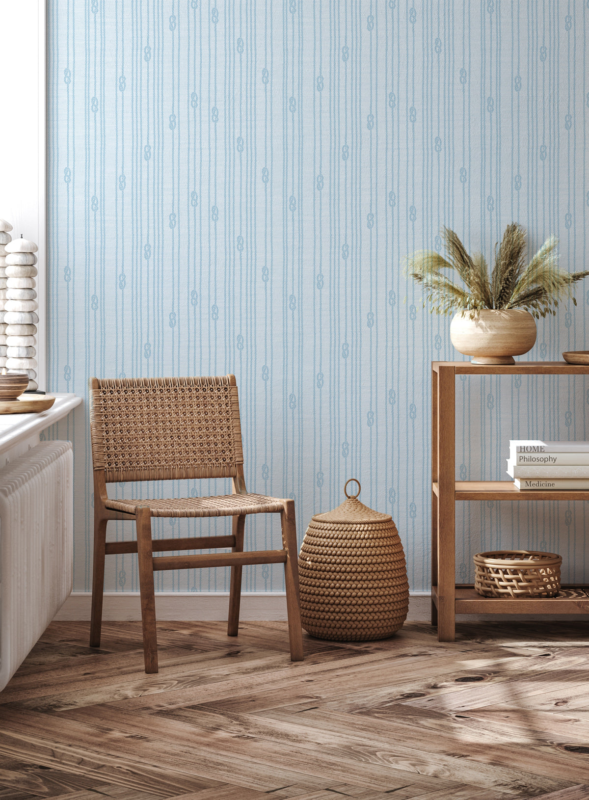Reef Knot in Light Blue Wallpaper from Olive et Oriel where you can shop wallpaper and artworks online