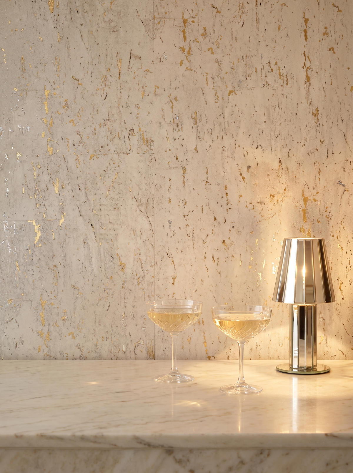 silver gold leaf cork wallpaper bar wallcovering