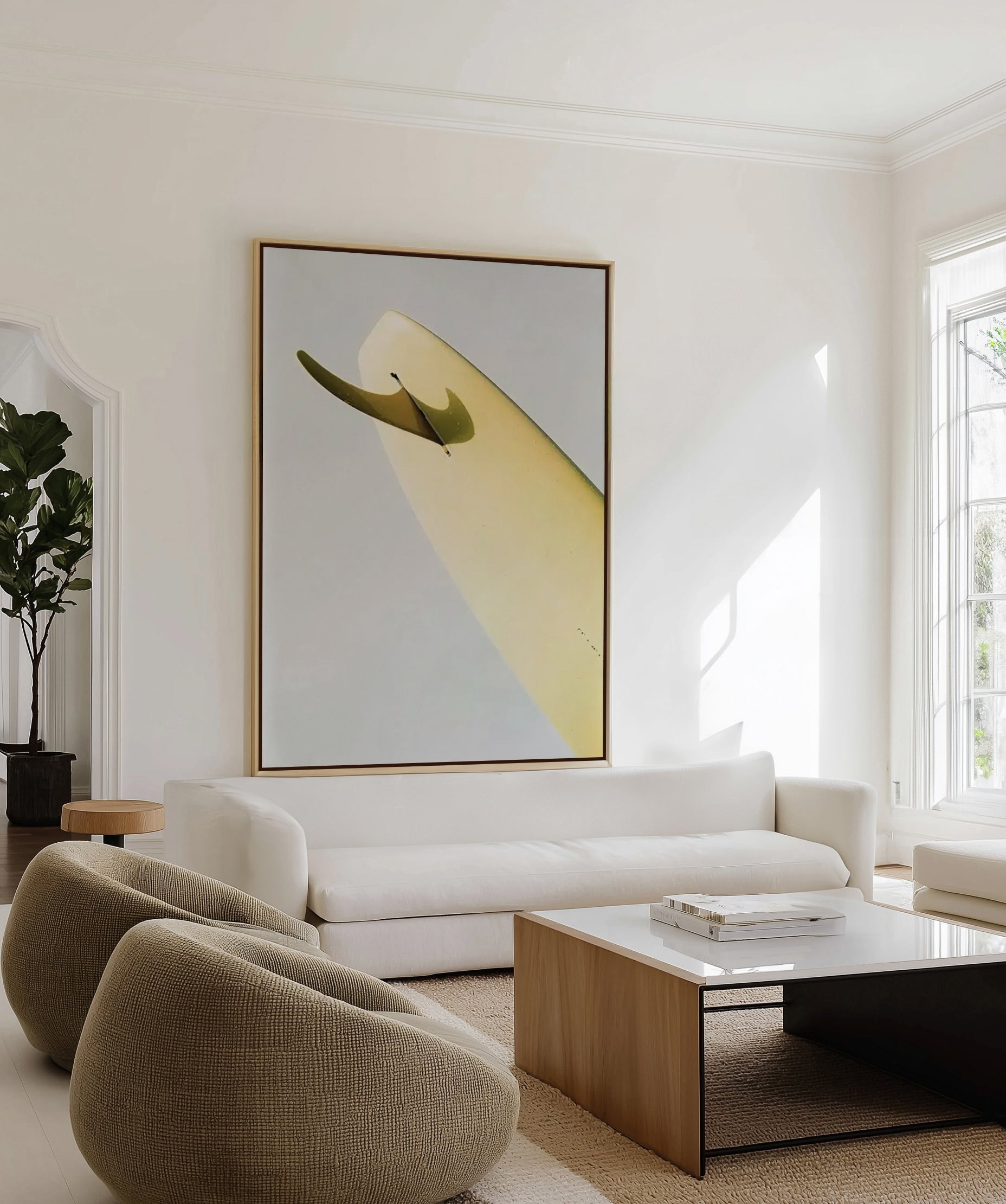 Single Fin Burnt Lemon by Mario Stefanelli | Framed Canvas Art Print