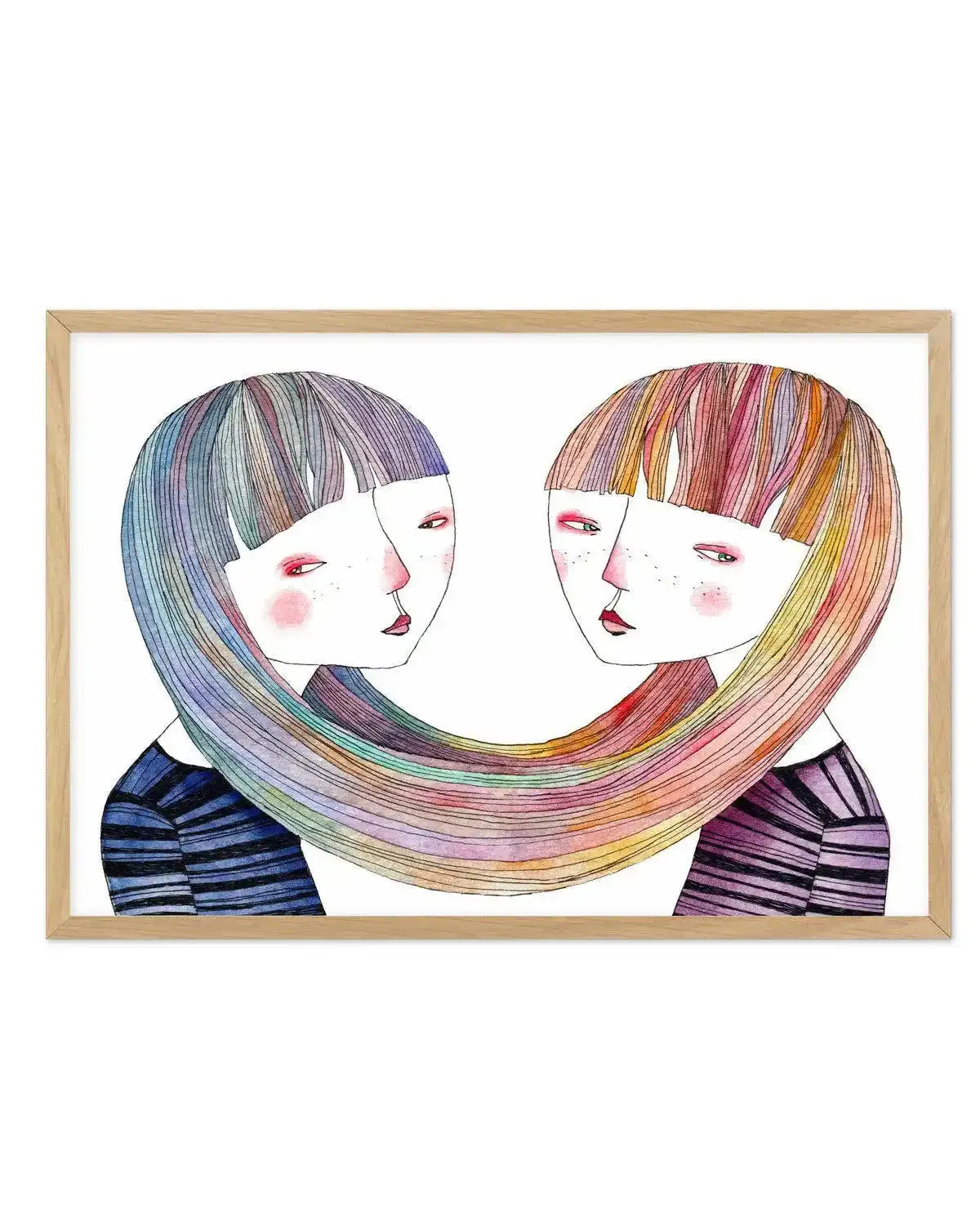 Sisters Art Print-PRINT-Olive et Oriel-Olive et Oriel-A5 | 5.8" x 8.3" | 14.8 x 21cm-Oak-With White Border-Buy-Australian-Art-Prints-Online-with-Olive-et-Oriel-Your-Artwork-Specialists-Austrailia-Decorate-With-Coastal-Photo-Wall-Art-Prints-From-Our-Beach-House-Artwork-Collection-Fine-Poster-and-Framed-Artwork
