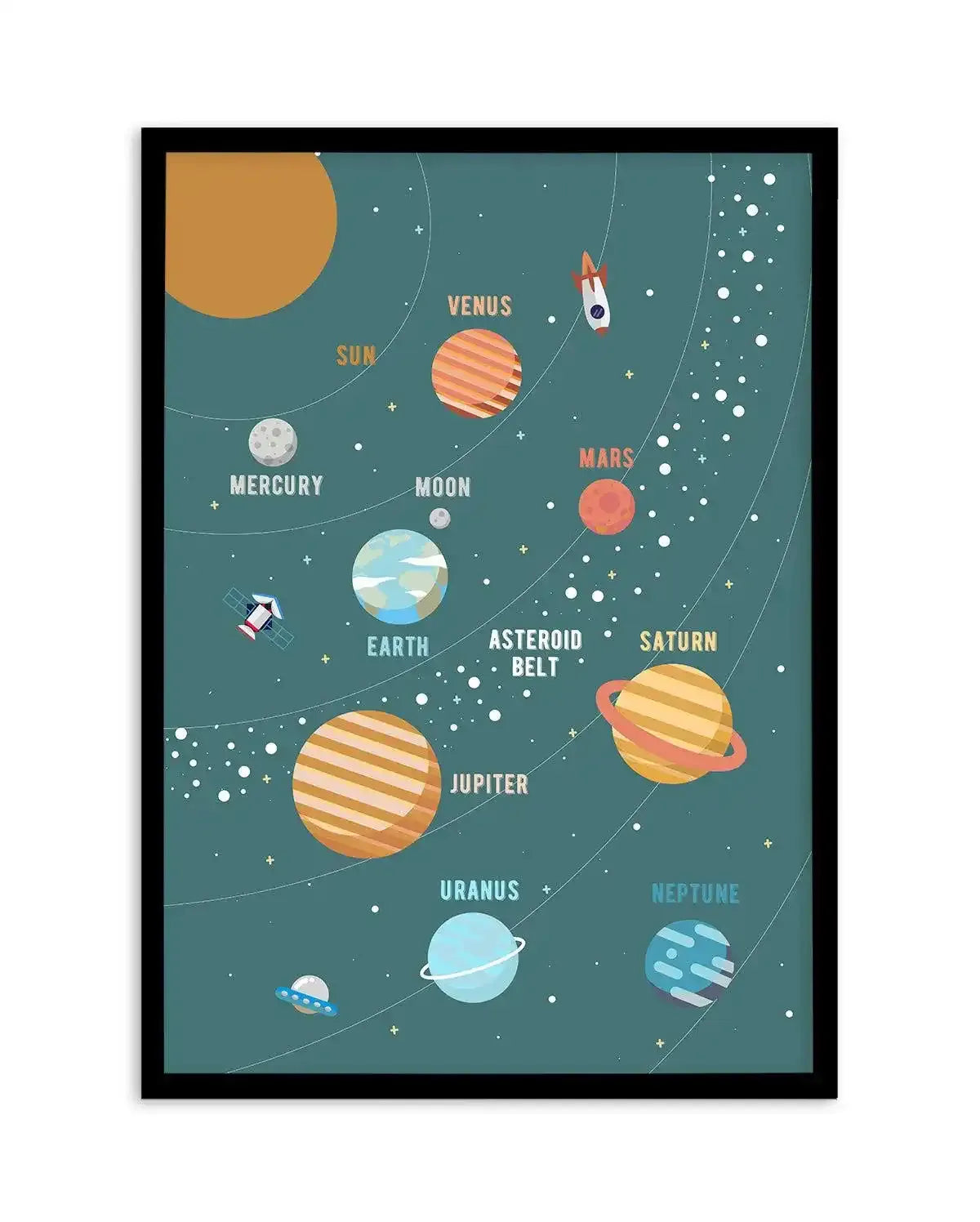 Solar System Art Print-PRINT-Olive et Oriel-Olive et Oriel-A5 | 5.8" x 8.3" | 14.8 x 21cm-Black-With White Border-Buy-Australian-Art-Prints-Online-with-Olive-et-Oriel-Your-Artwork-Specialists-Austrailia-Decorate-With-Coastal-Photo-Wall-Art-Prints-From-Our-Beach-House-Artwork-Collection-Fine-Poster-and-Framed-Artwork