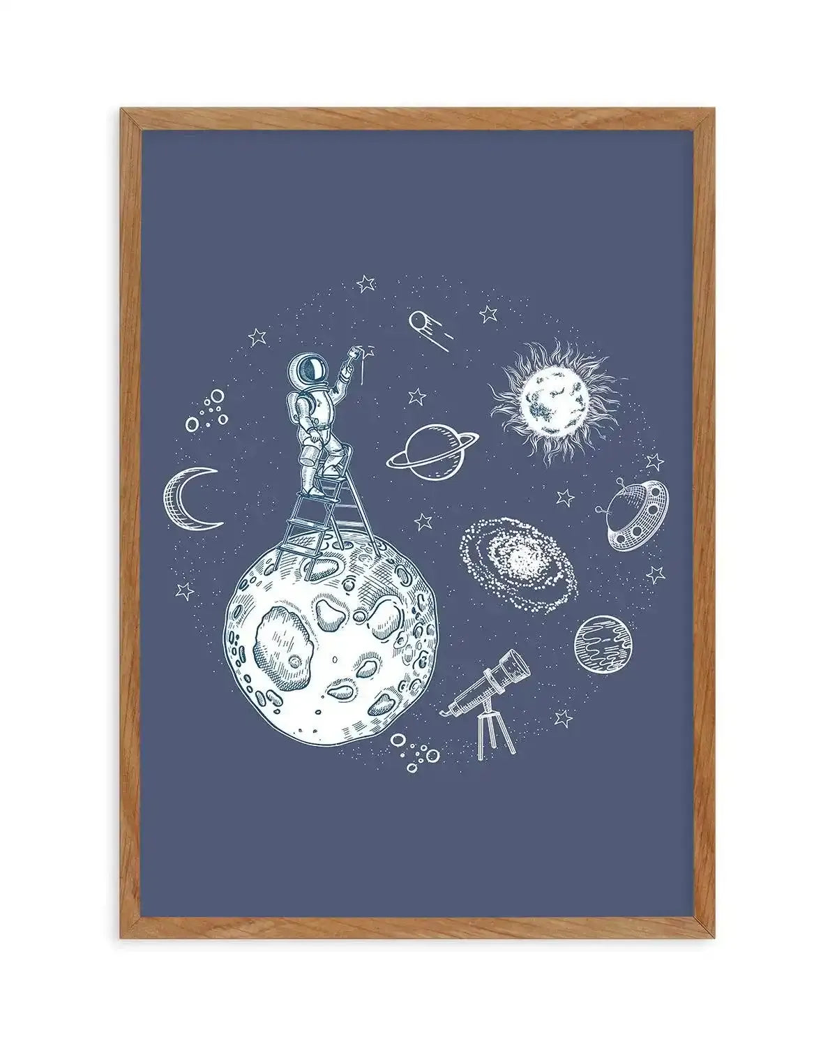 Space Painter Art Print-PRINT-Olive et Oriel-Olive et Oriel-50x70 cm | 19.6" x 27.5"-Walnut-With White Border-Buy-Australian-Art-Prints-Online-with-Olive-et-Oriel-Your-Artwork-Specialists-Austrailia-Decorate-With-Coastal-Photo-Wall-Art-Prints-From-Our-Beach-House-Artwork-Collection-Fine-Poster-and-Framed-Artwork