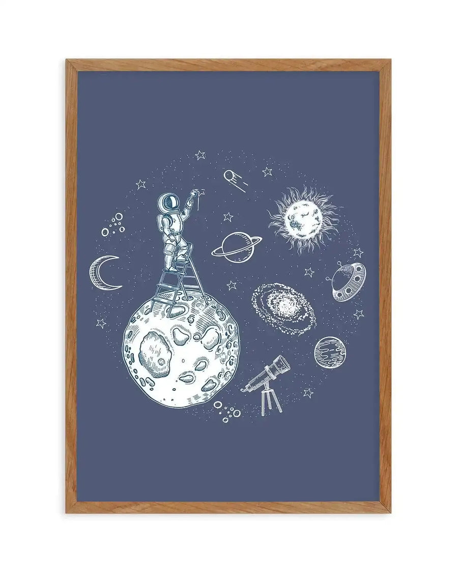 Space Painter Art Print-PRINT-Olive et Oriel-Olive et Oriel-50x70 cm | 19.6" x 27.5"-Walnut-With White Border-Buy-Australian-Art-Prints-Online-with-Olive-et-Oriel-Your-Artwork-Specialists-Austrailia-Decorate-With-Coastal-Photo-Wall-Art-Prints-From-Our-Beach-House-Artwork-Collection-Fine-Poster-and-Framed-Artwork