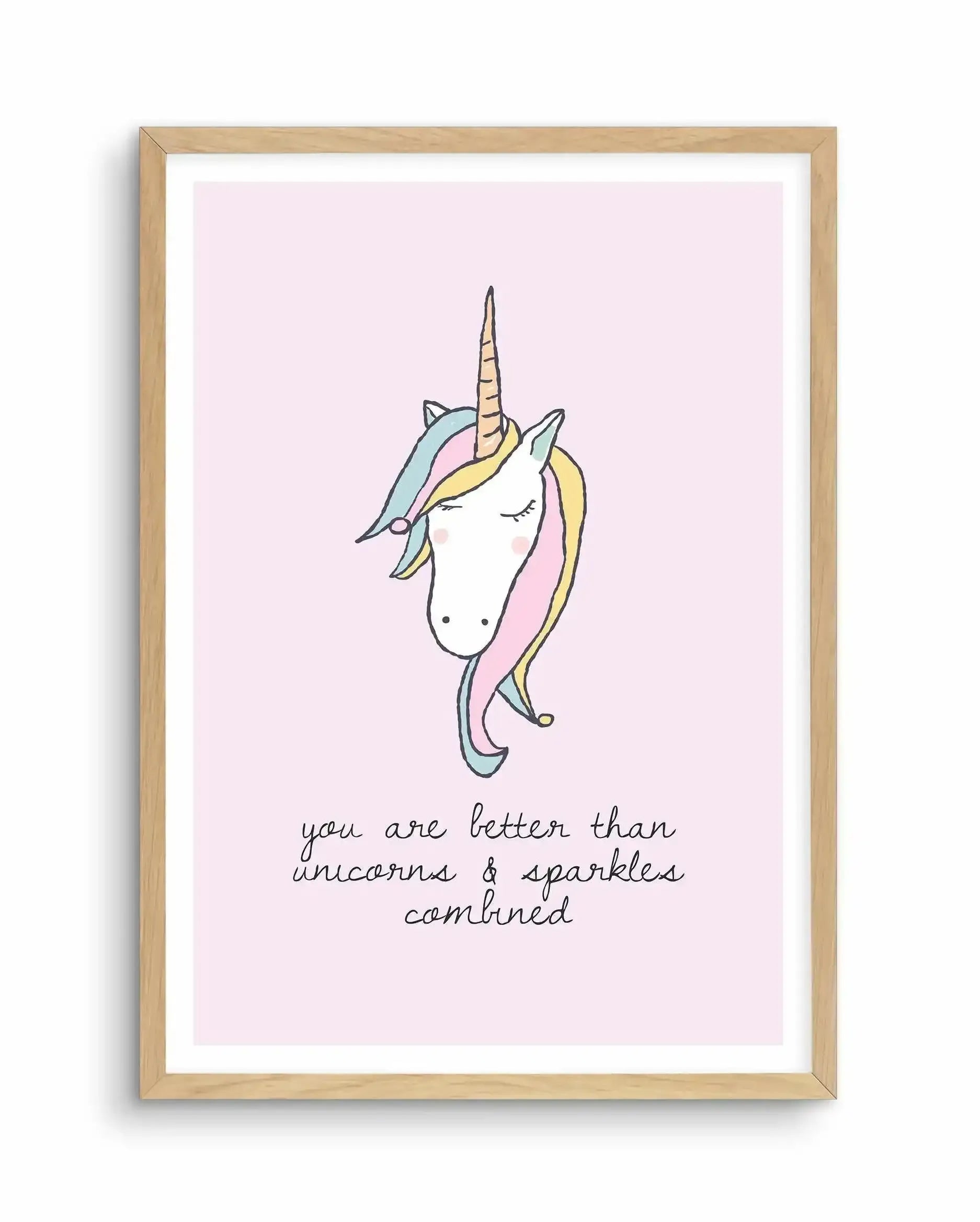 Sparkles & Unicorns Art Print-PRINT-Olive et Oriel-Olive et Oriel-A5 | 5.8" x 8.3" | 14.8 x 21cm-Oak-With White Border-Buy-Australian-Art-Prints-Online-with-Olive-et-Oriel-Your-Artwork-Specialists-Austrailia-Decorate-With-Coastal-Photo-Wall-Art-Prints-From-Our-Beach-House-Artwork-Collection-Fine-Poster-and-Framed-Artwork