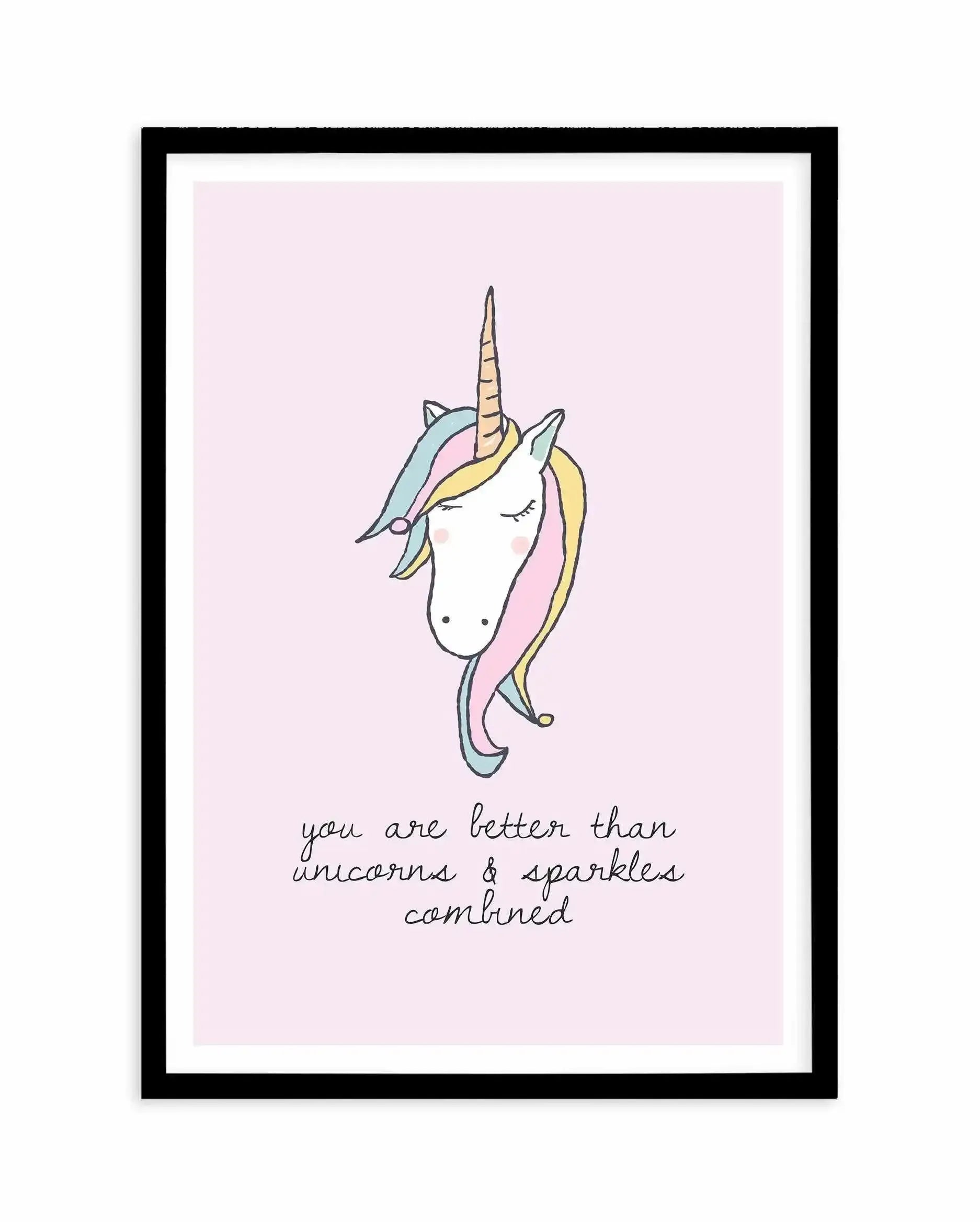 Sparkles & Unicorns Art Print-PRINT-Olive et Oriel-Olive et Oriel-A5 | 5.8" x 8.3" | 14.8 x 21cm-Black-With White Border-Buy-Australian-Art-Prints-Online-with-Olive-et-Oriel-Your-Artwork-Specialists-Austrailia-Decorate-With-Coastal-Photo-Wall-Art-Prints-From-Our-Beach-House-Artwork-Collection-Fine-Poster-and-Framed-Artwork