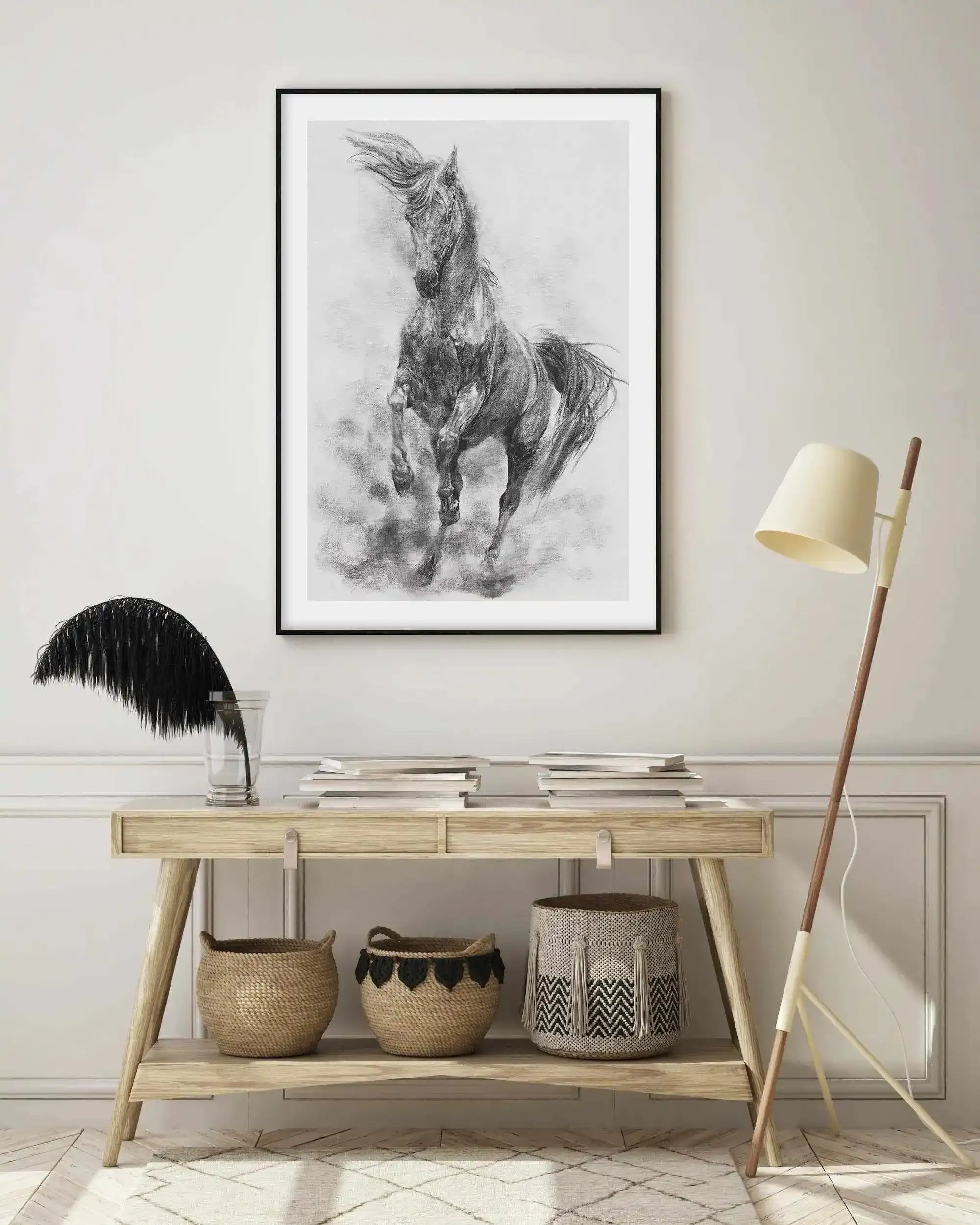 Stallion in Charcoal Art Print-PRINT-Olive et Oriel-Olive et Oriel-Buy-Australian-Art-Prints-Online-with-Olive-et-Oriel-Your-Artwork-Specialists-Austrailia-Decorate-With-Coastal-Photo-Wall-Art-Prints-From-Our-Beach-House-Artwork-Collection-Fine-Poster-and-Framed-Artwork