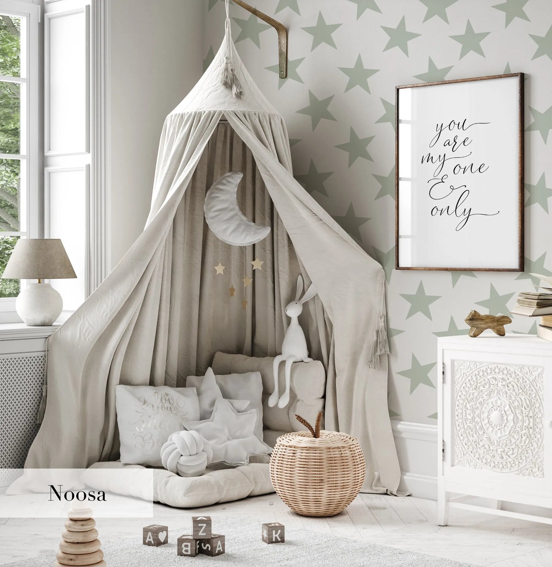 Stars Wallpaper | Multiple Colour Options from Olive et Oriel where you can shop wallpaper and artworks online