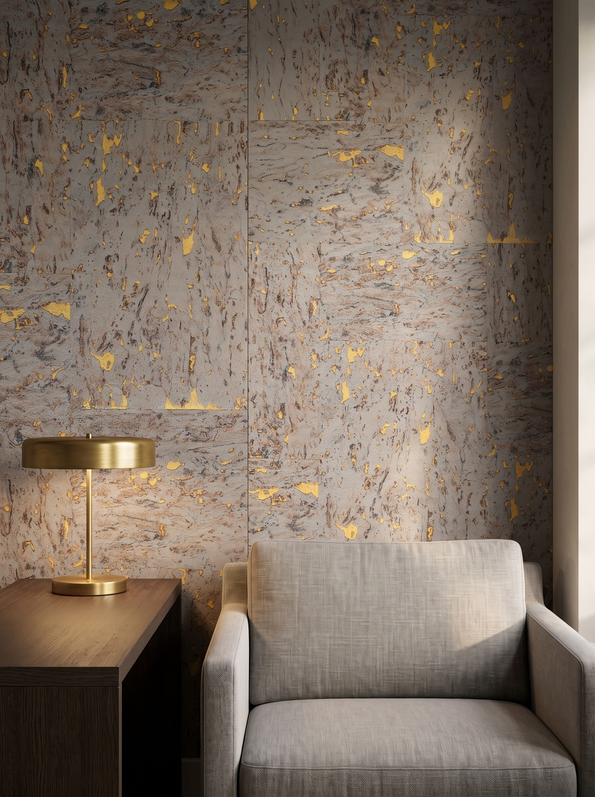 stone gold fleck cork wallpaper library wallcovering