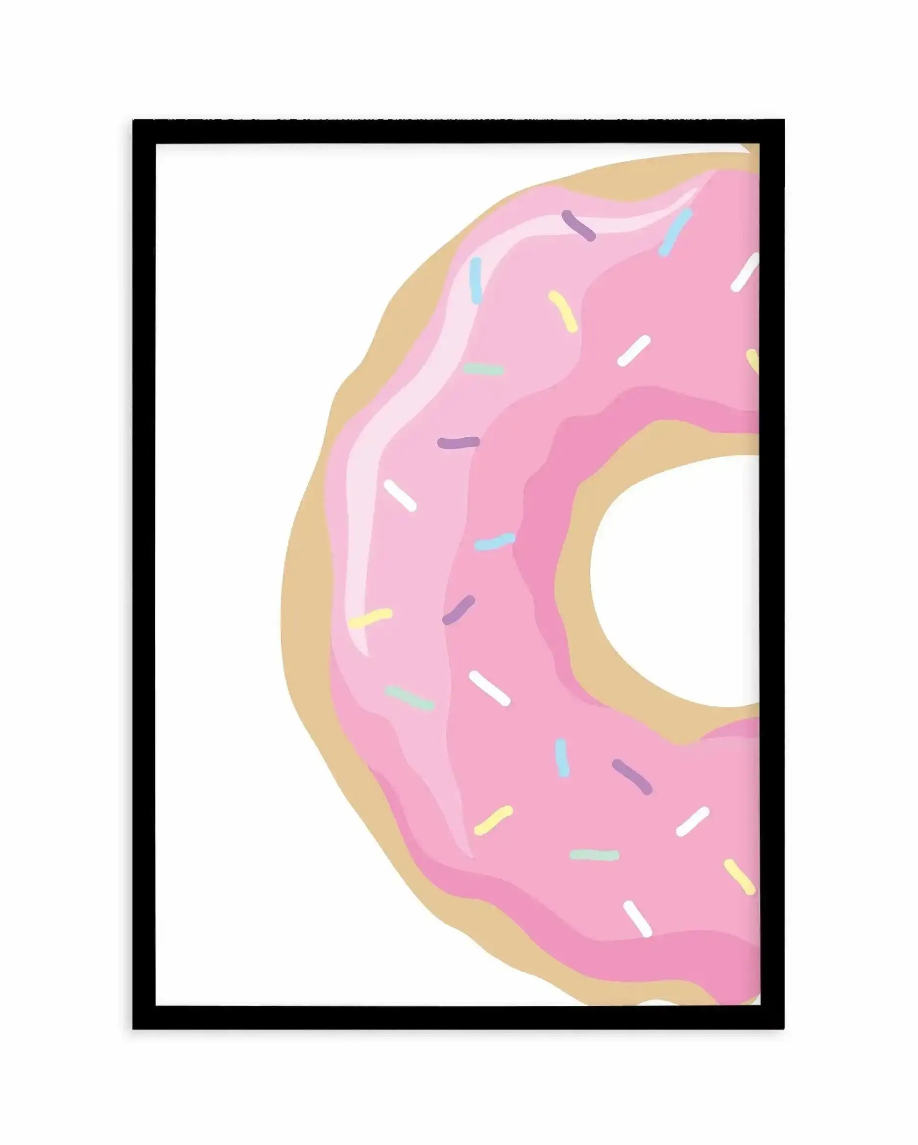 Strawberry Donut Art Print-PRINT-Olive et Oriel-Olive et Oriel-A5 | 5.8" x 8.3" | 14.8 x 21cm-Black-With White Border-Buy-Australian-Art-Prints-Online-with-Olive-et-Oriel-Your-Artwork-Specialists-Austrailia-Decorate-With-Coastal-Photo-Wall-Art-Prints-From-Our-Beach-House-Artwork-Collection-Fine-Poster-and-Framed-Artwork