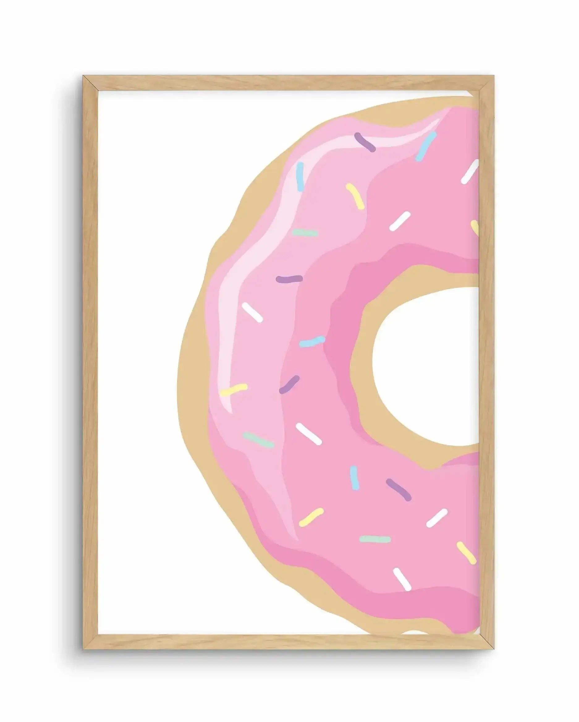 Strawberry Donut Art Print-PRINT-Olive et Oriel-Olive et Oriel-A5 | 5.8" x 8.3" | 14.8 x 21cm-Oak-With White Border-Buy-Australian-Art-Prints-Online-with-Olive-et-Oriel-Your-Artwork-Specialists-Austrailia-Decorate-With-Coastal-Photo-Wall-Art-Prints-From-Our-Beach-House-Artwork-Collection-Fine-Poster-and-Framed-Artwork
