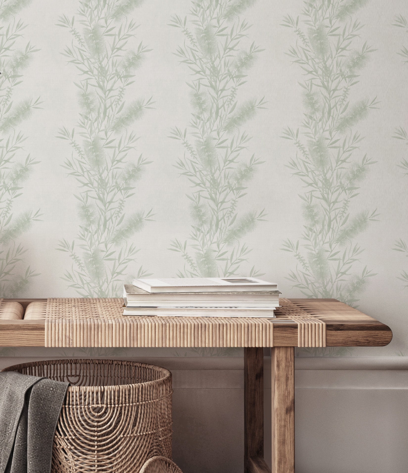 Native Botanica in Sage Green Wallpaper